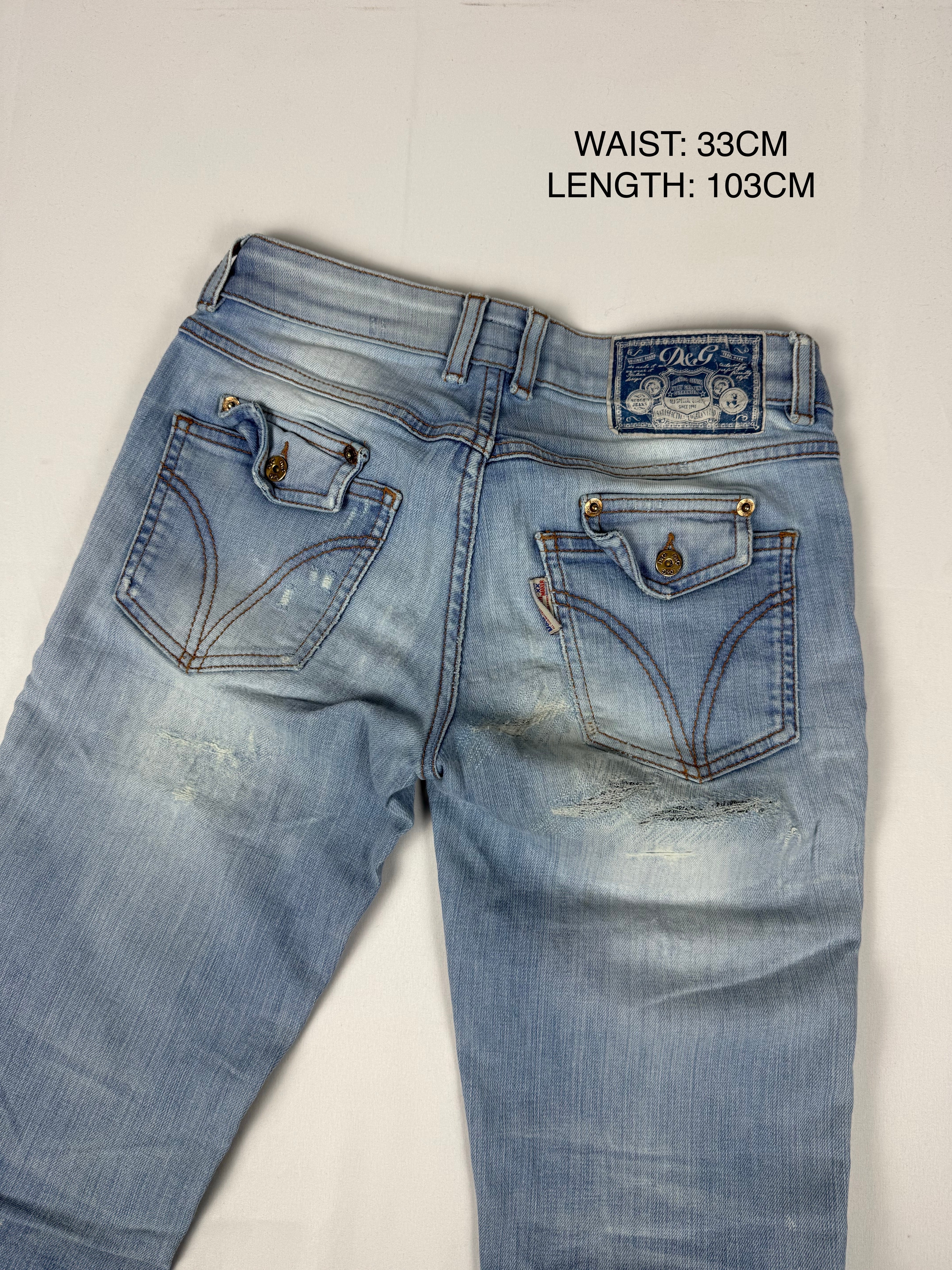 Blue denim low rise skinny pants (S)
