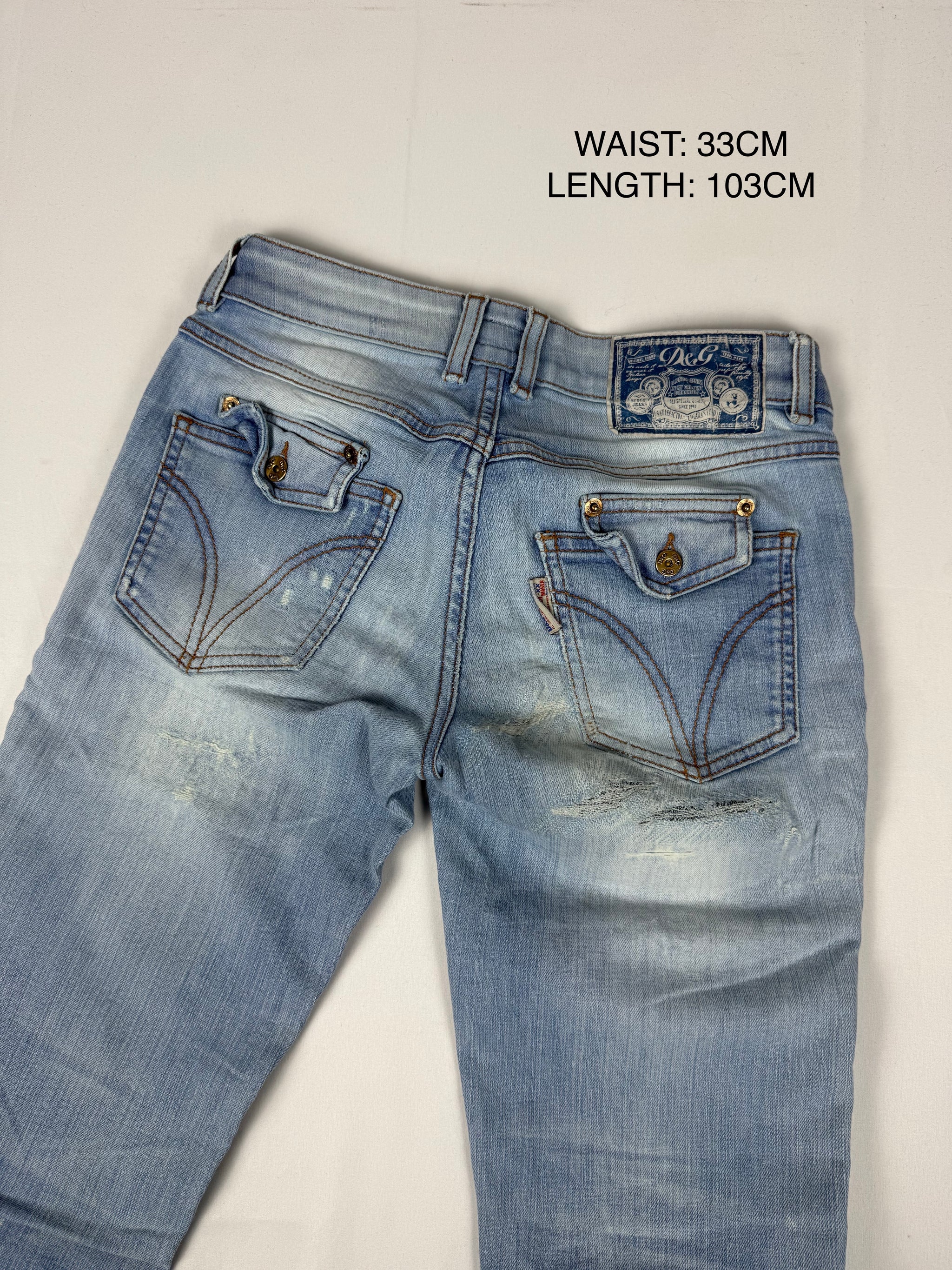 Blue denim low rise skinny pants (S)