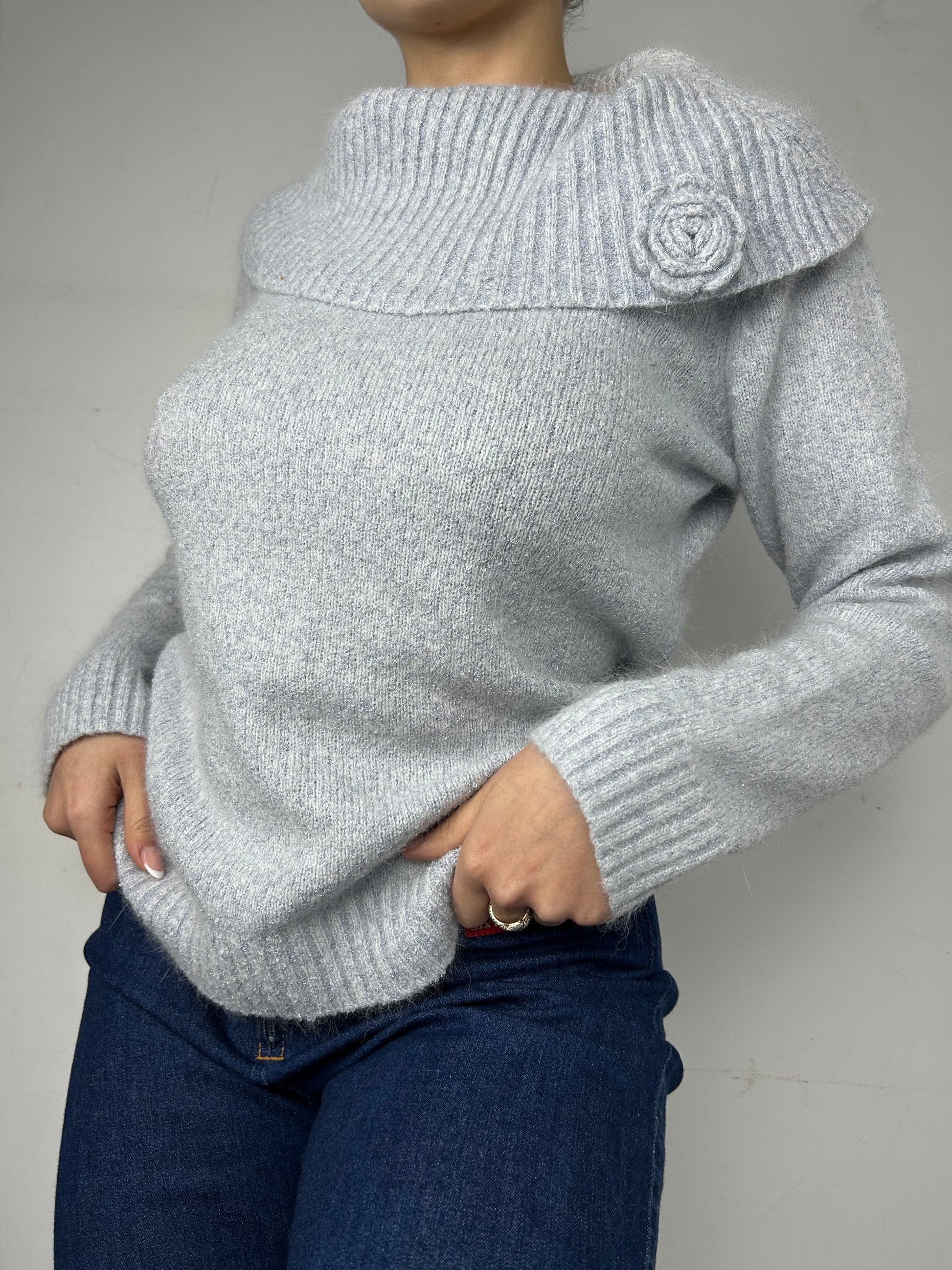 Grey turtleneck Angora wool jumper (S/M)