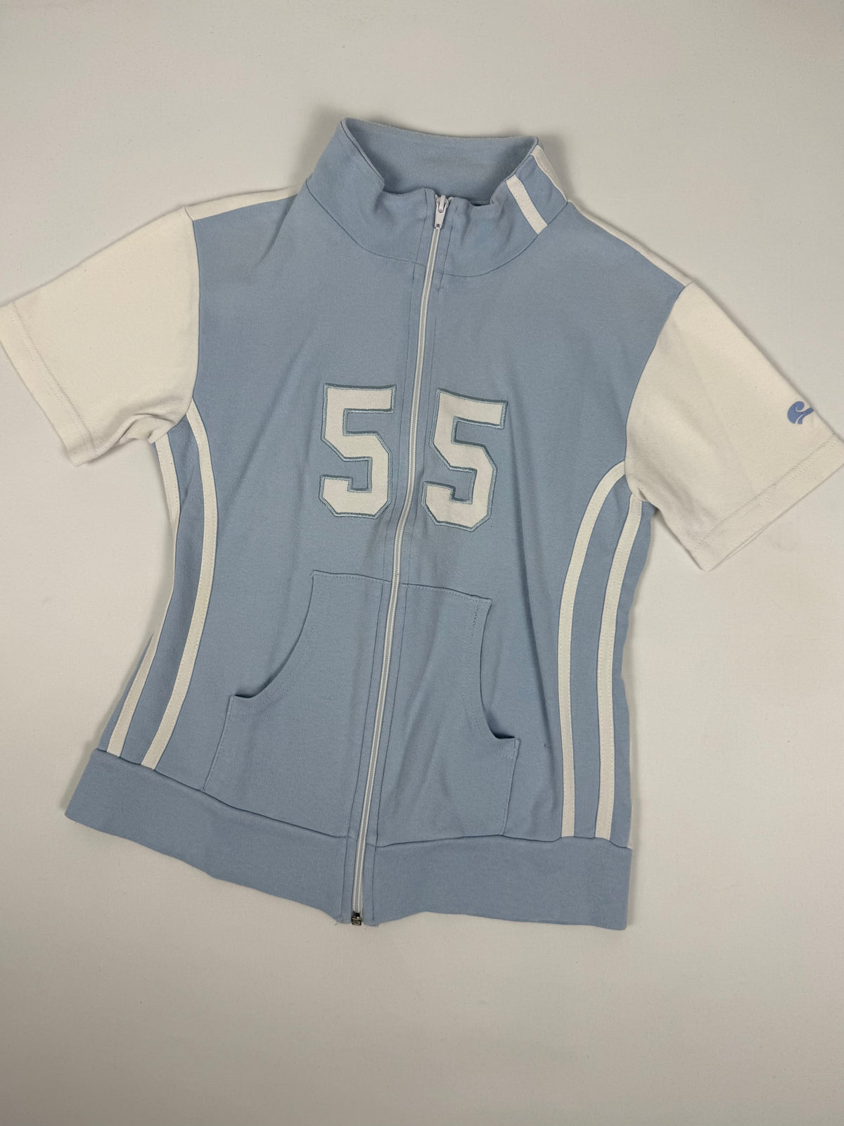 Blue cotton zip up tee (M)