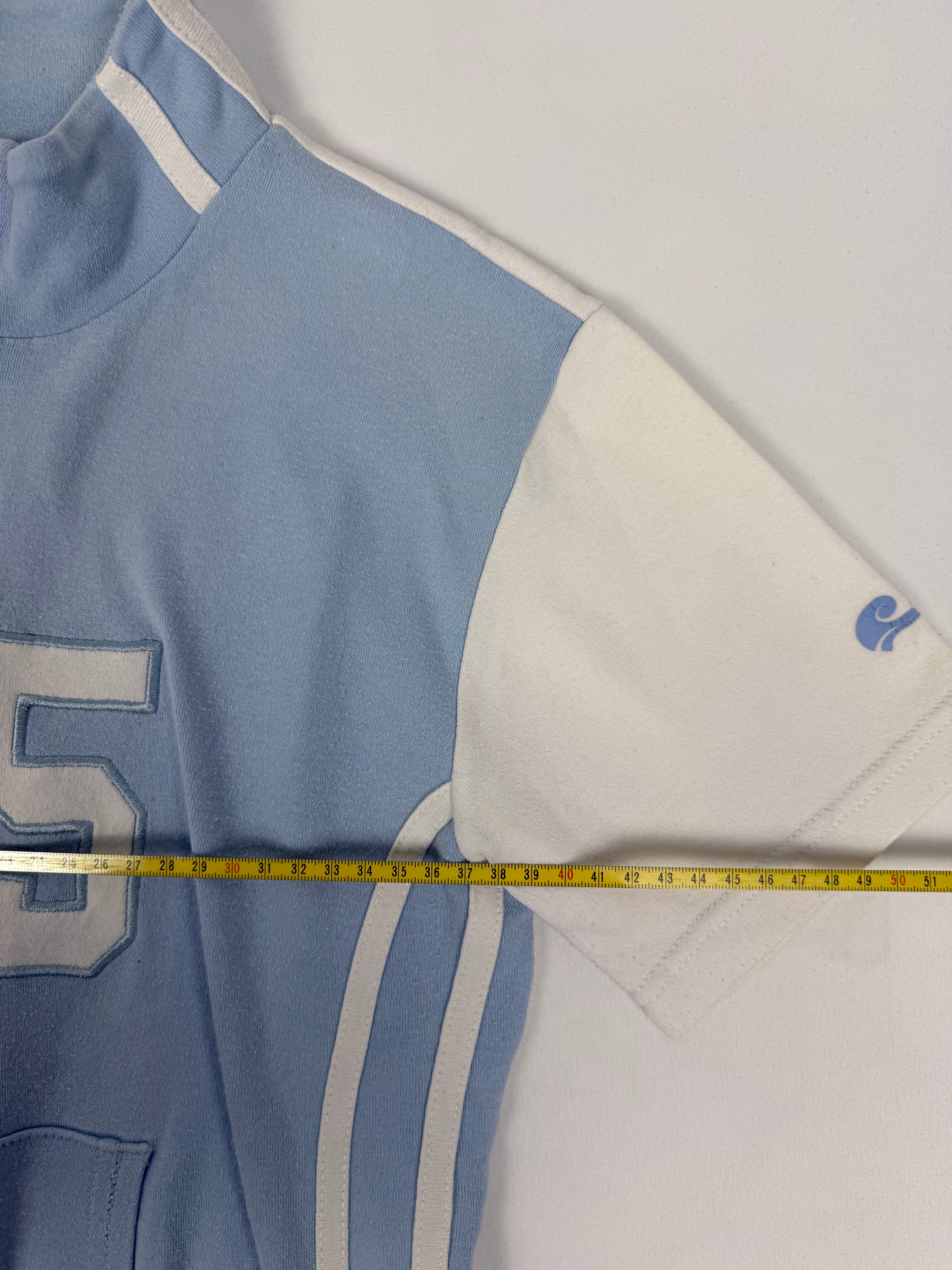 Blue cotton zip up tee (M)
