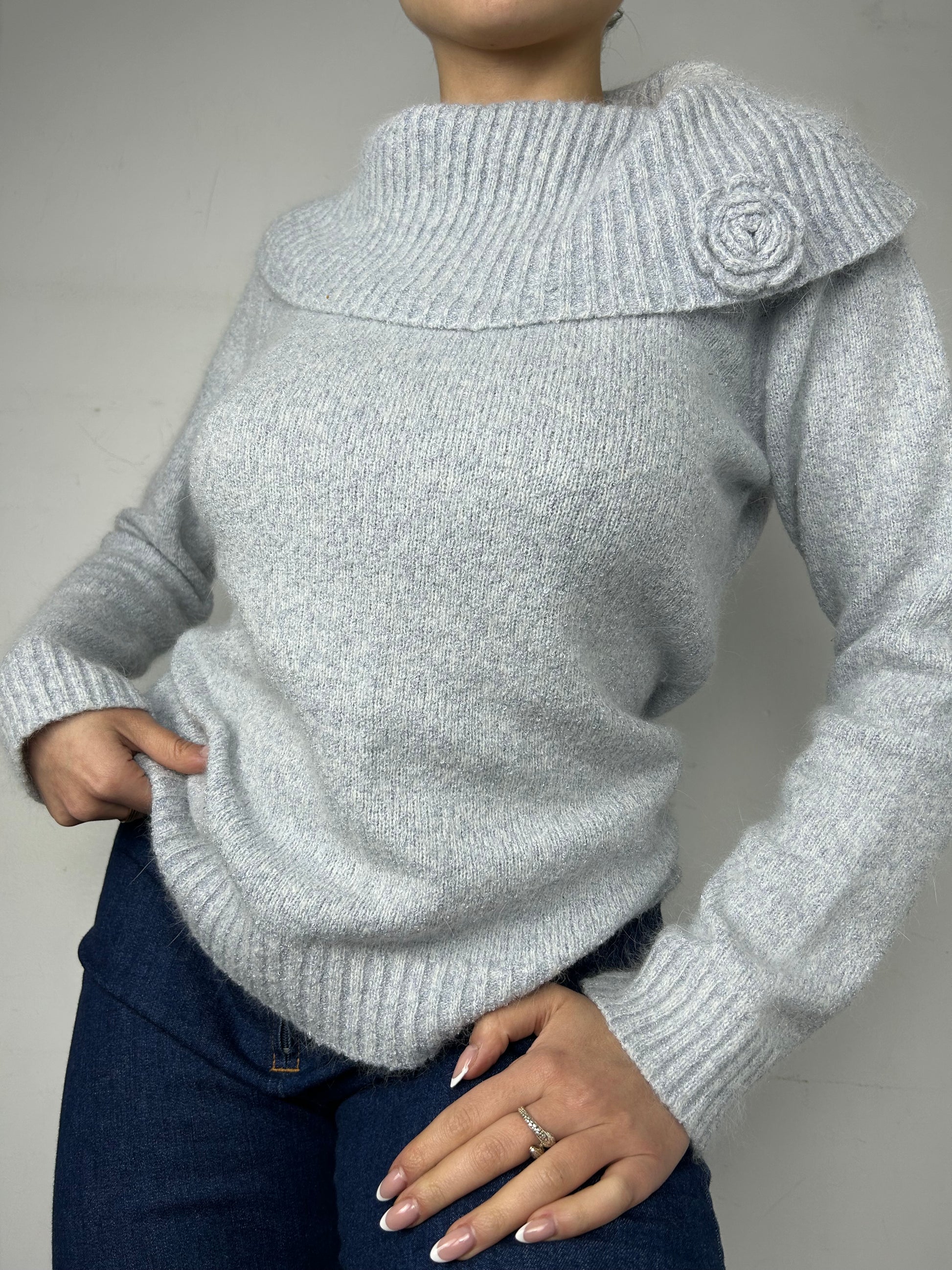 Grey turtleneck Angora wool jumper (S/M)