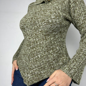 Khaki turtleneck asymmetric jumper (S/M)