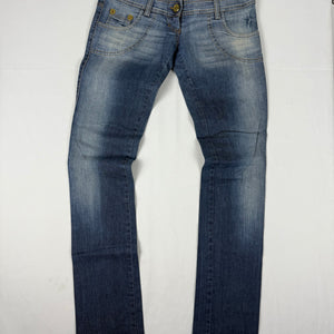 Blue low rise skinny pants (S)