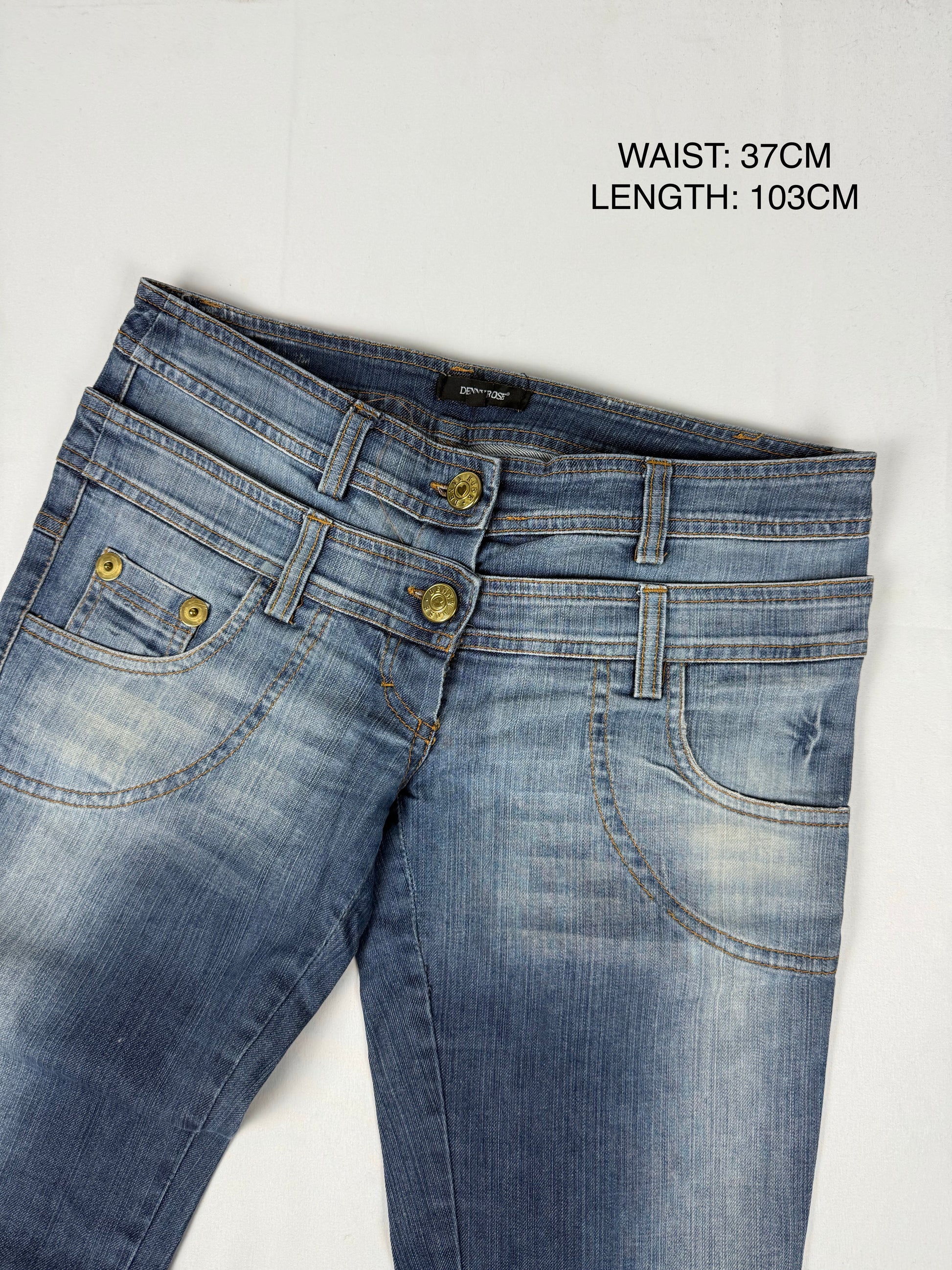 Blue low rise skinny pants (S)