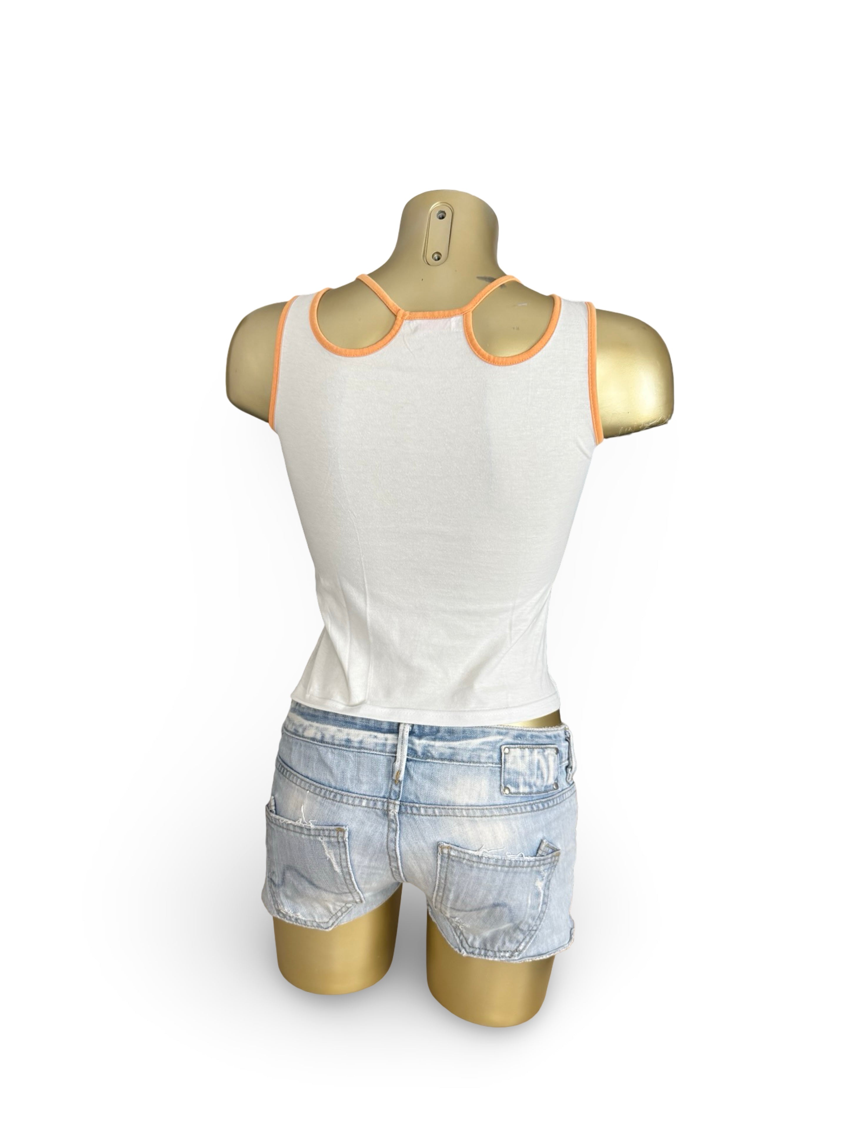 White hibiscus graphic top (XS)
