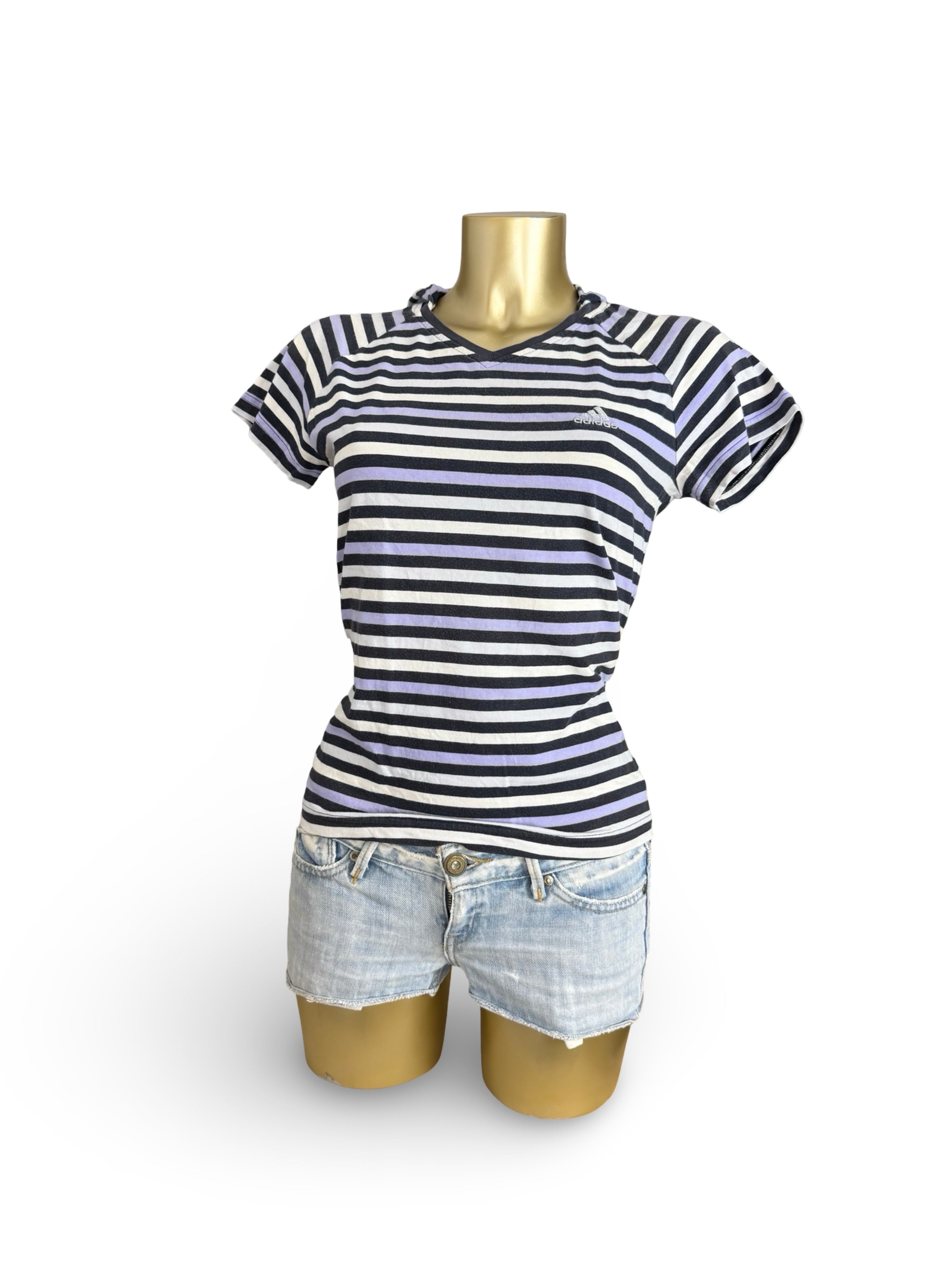 Blue striped hooded cotton tee (L)