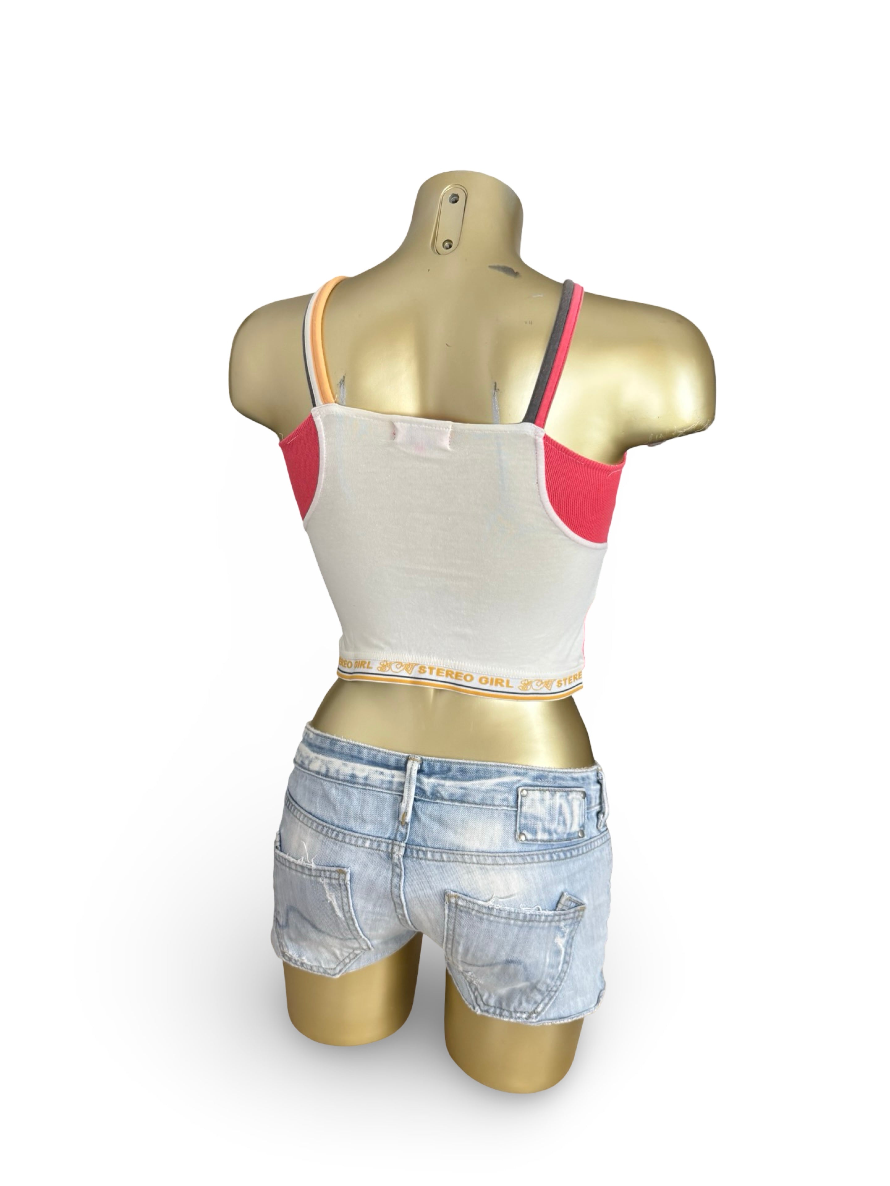 Multicolor graphic activewear top (XS)