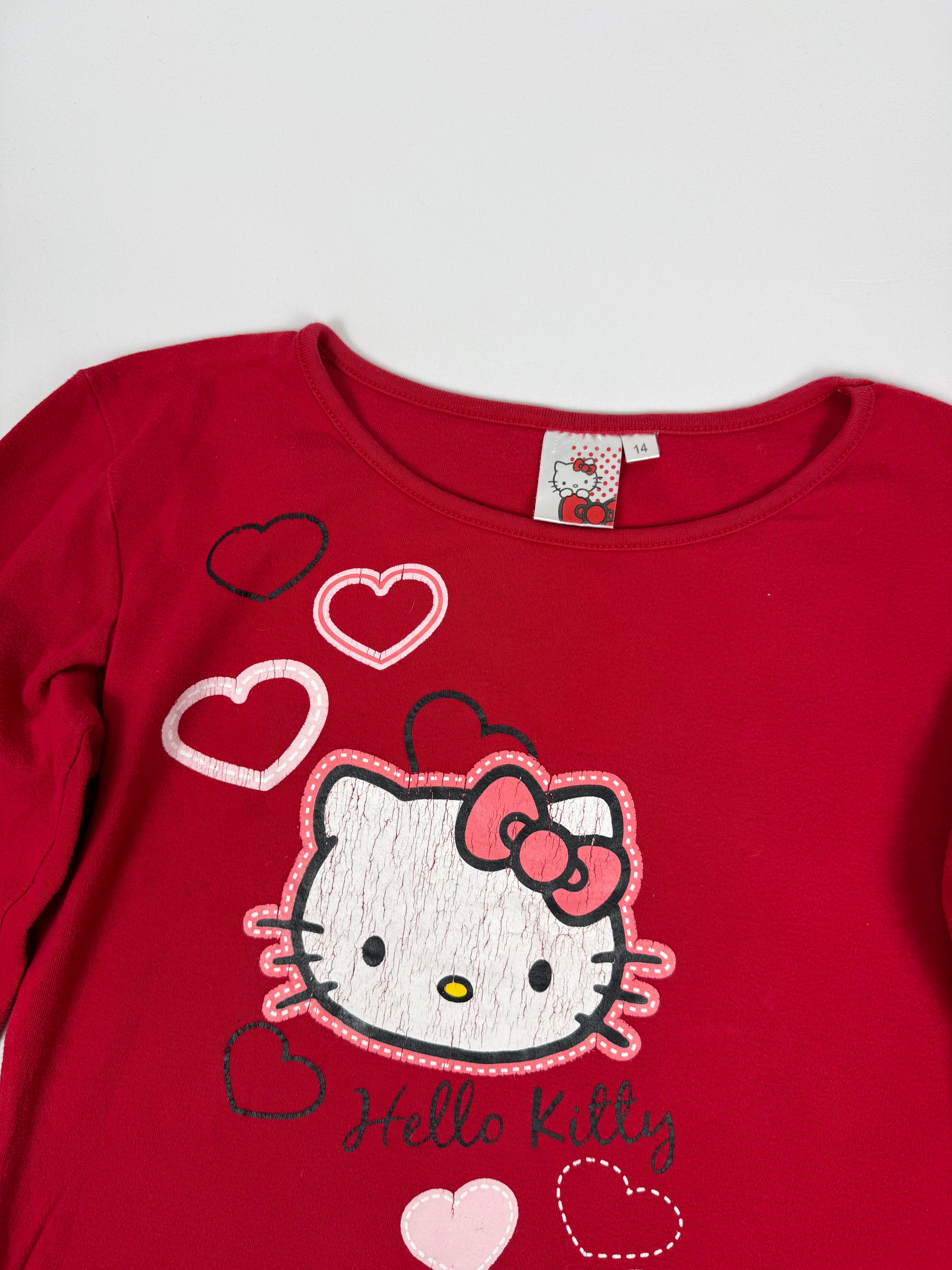 Red kitten cotton long sleeves top (L)