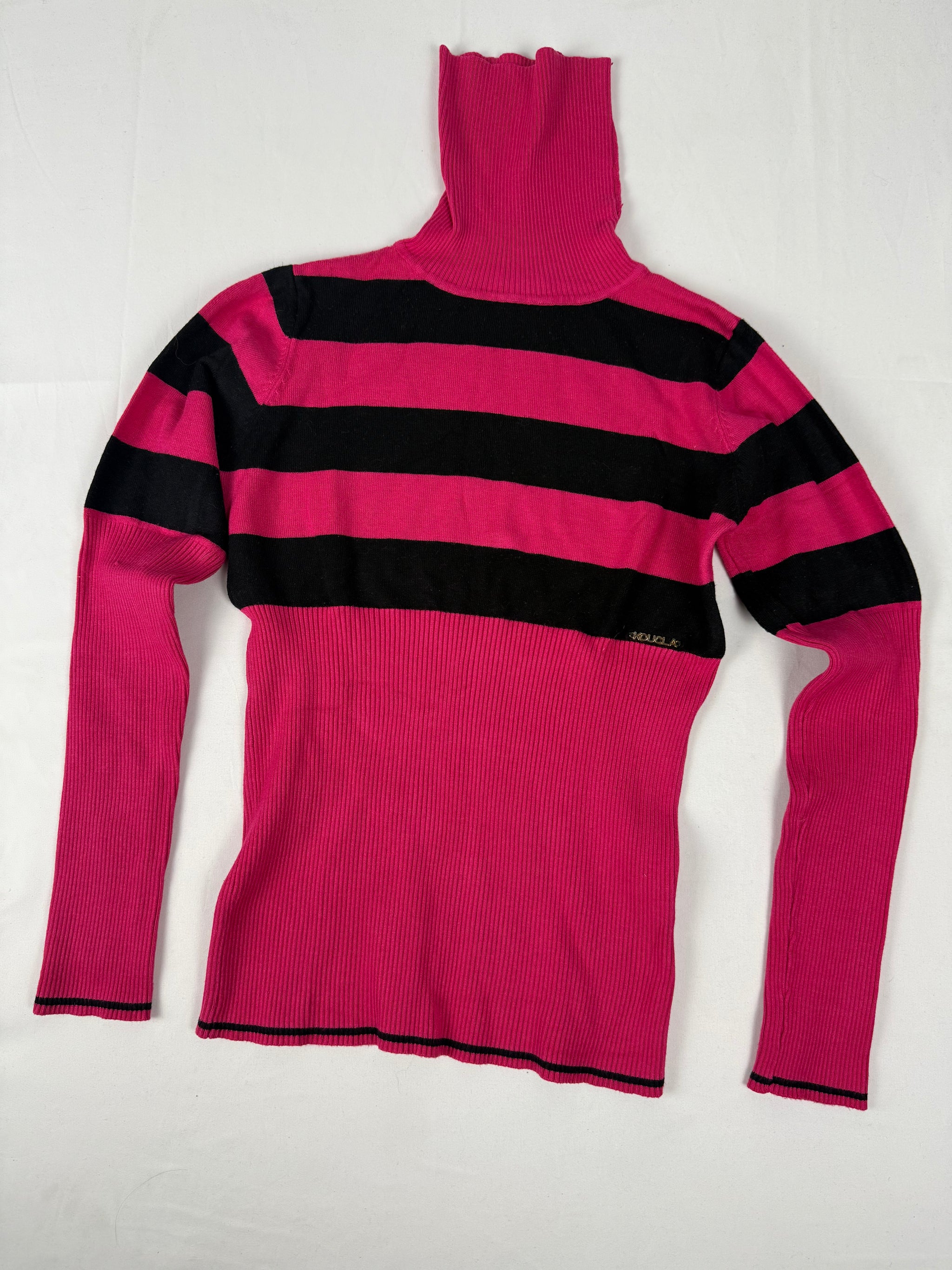Pink striped turtleneck jumper (S/M)