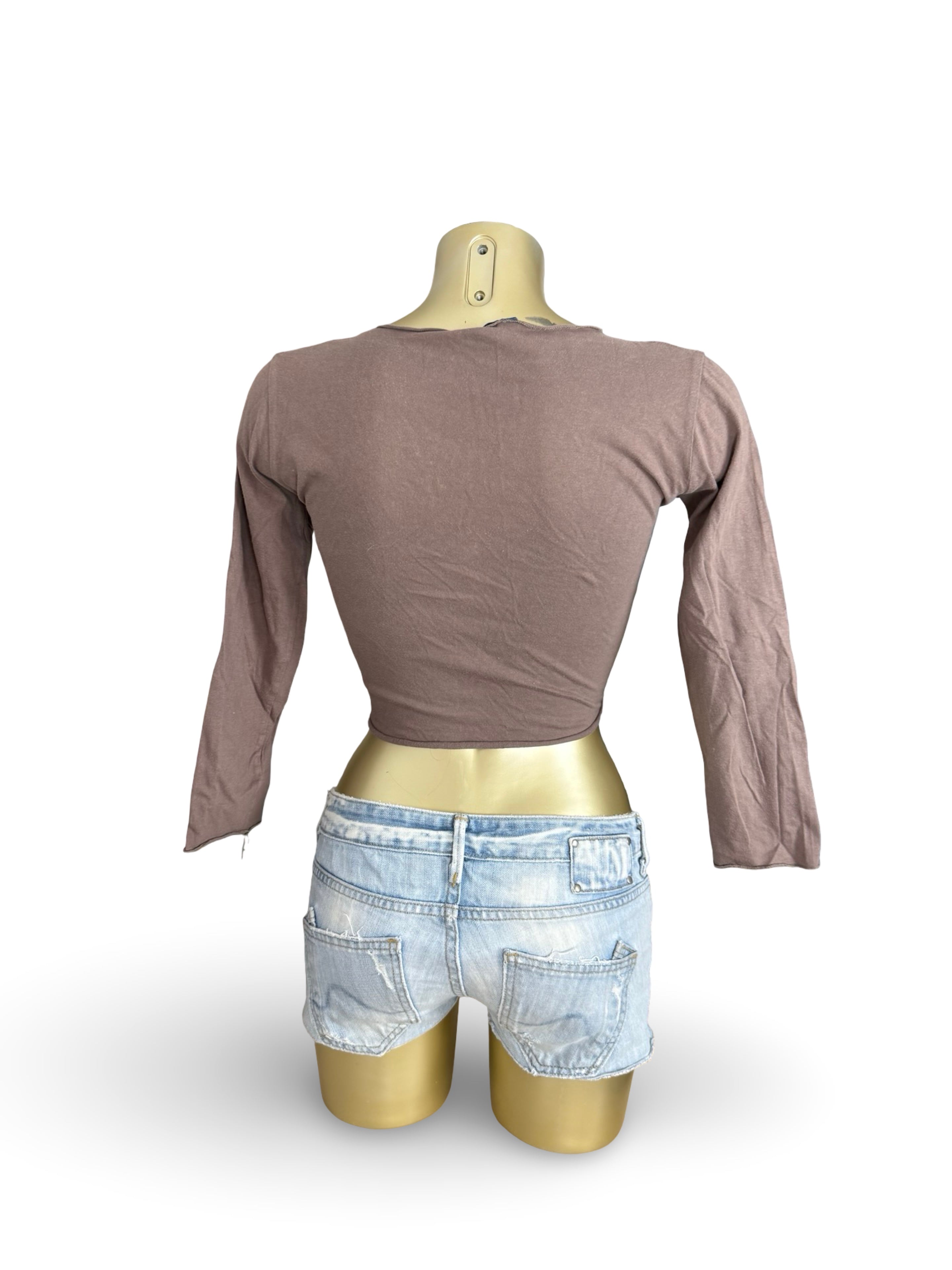 Khaki tie up bolero top (S)