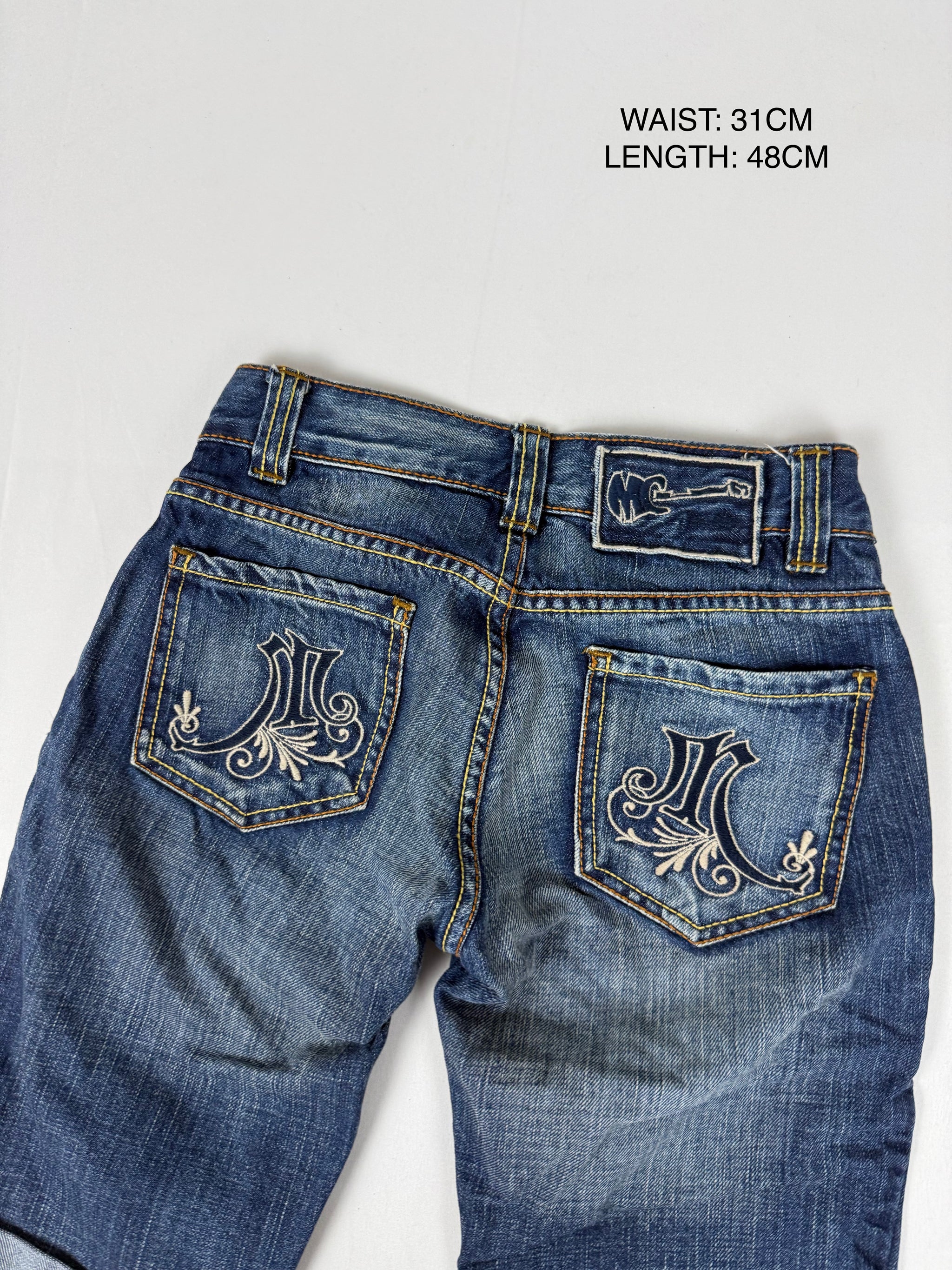 Navy denim low rise mid short (XS)