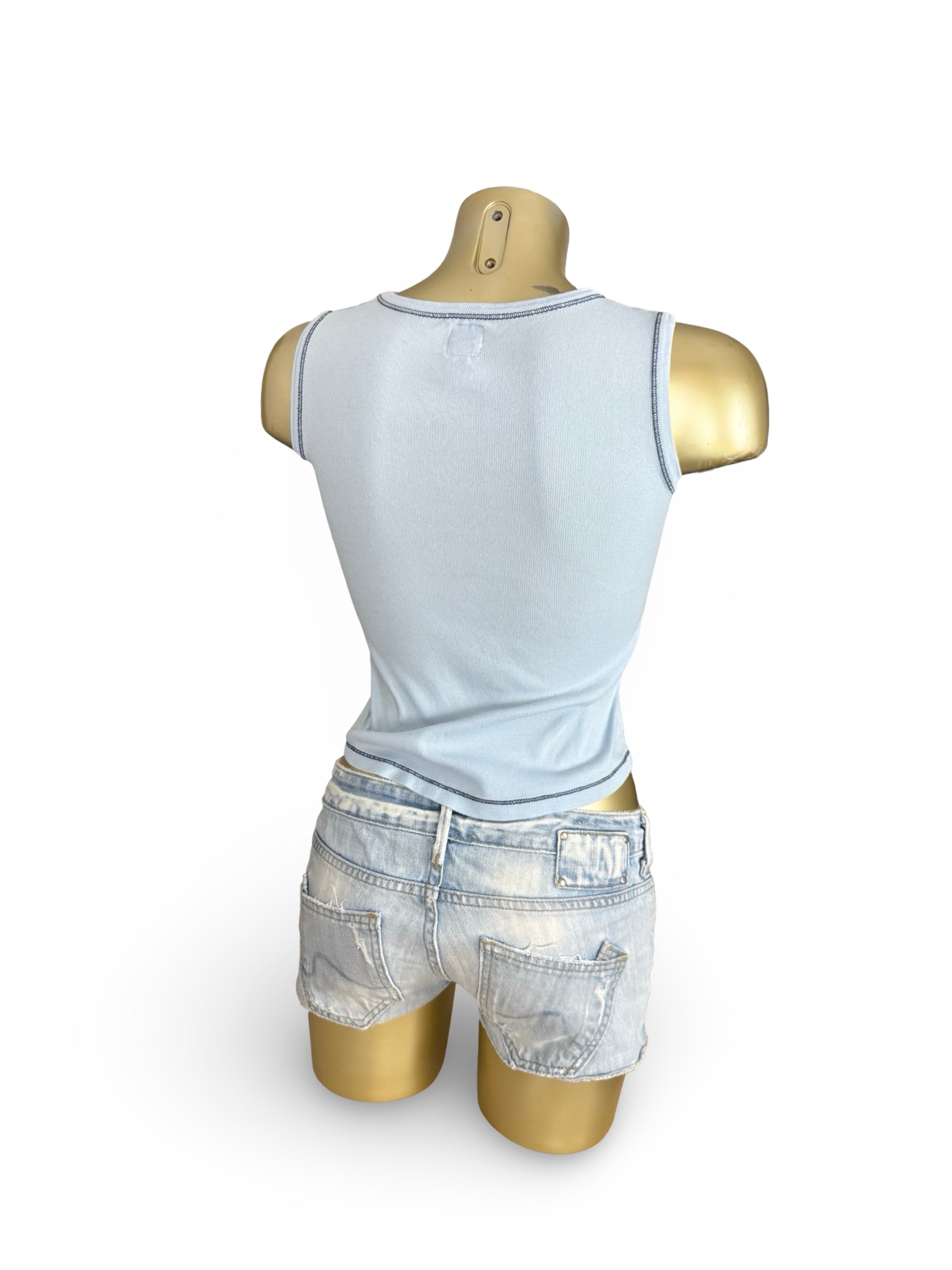 Blue graphic cotton tank top (S)