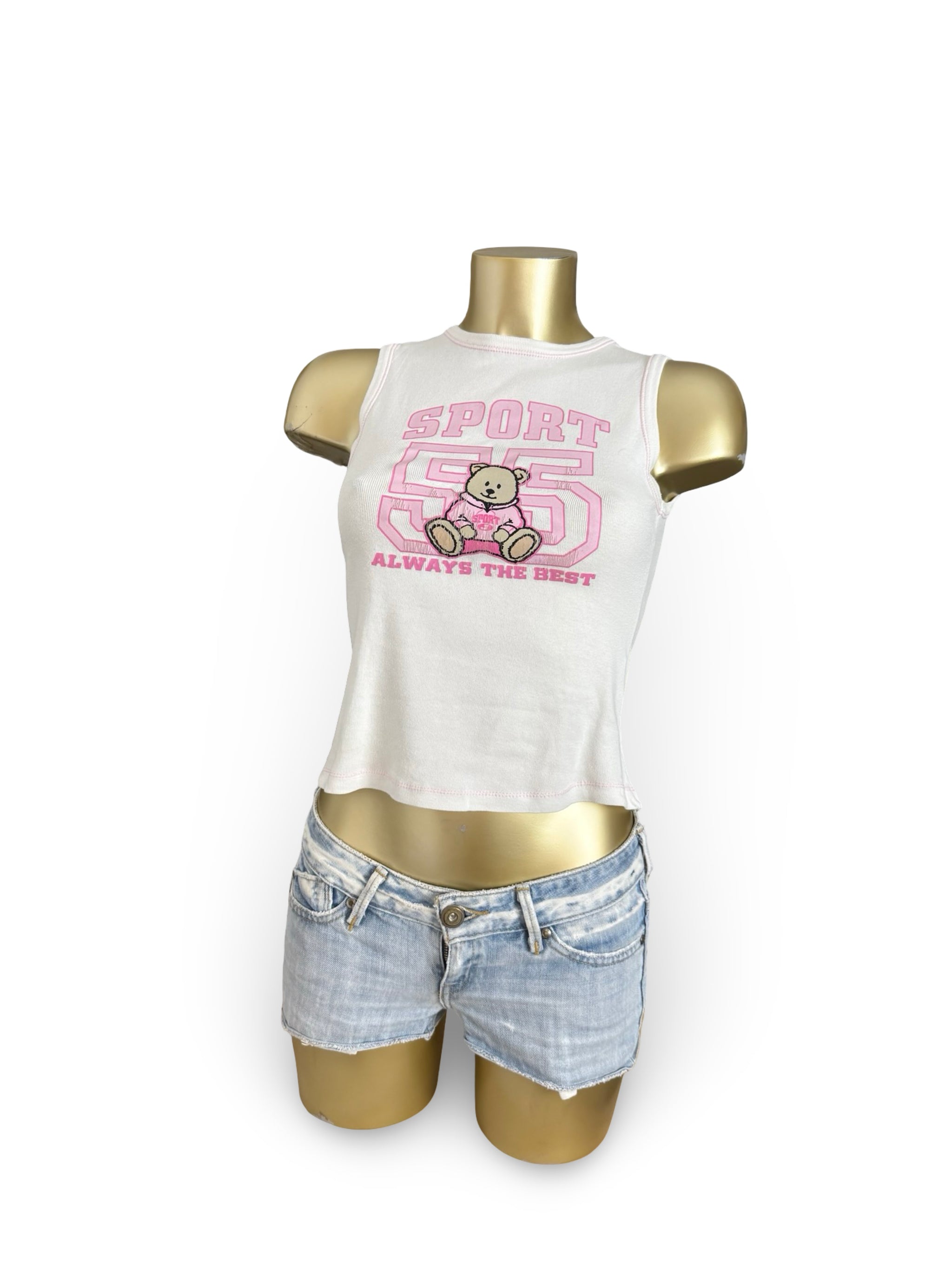 White graphic cotton tank top (S)