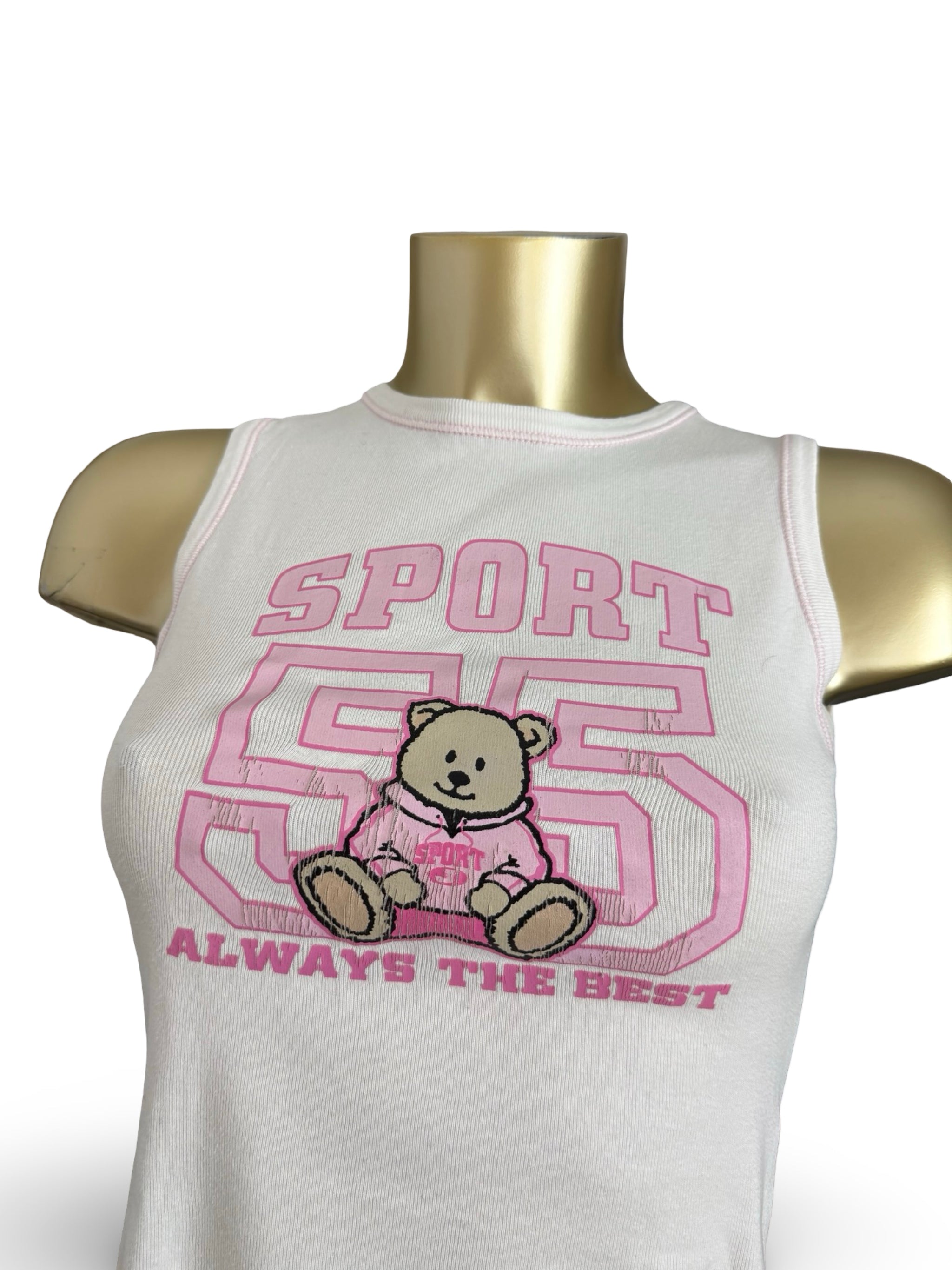 White graphic cotton tank top (S)