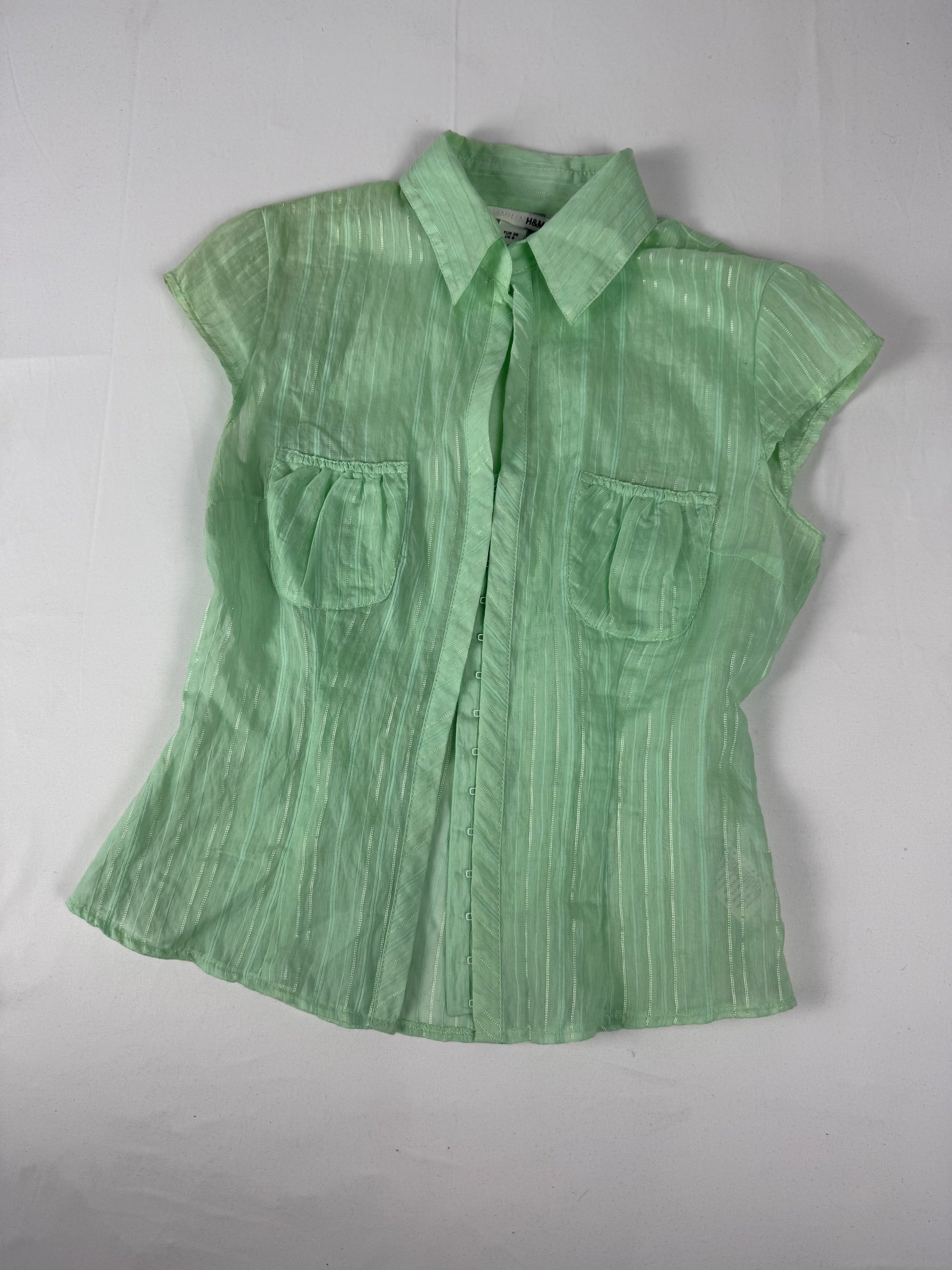 Green tight fit polo neck short sleeves shirt (S)