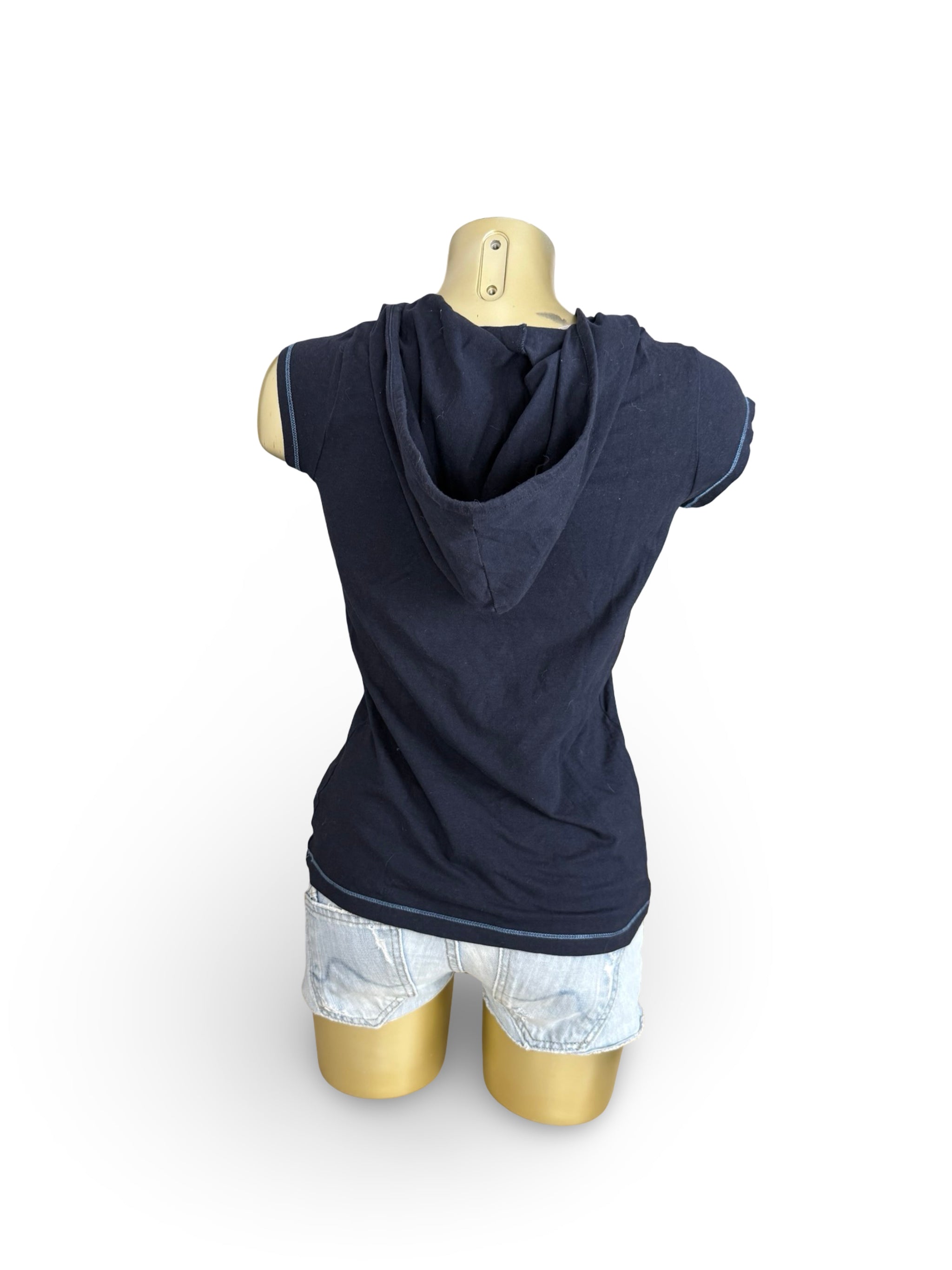 Navy hooded activewear tee (S)