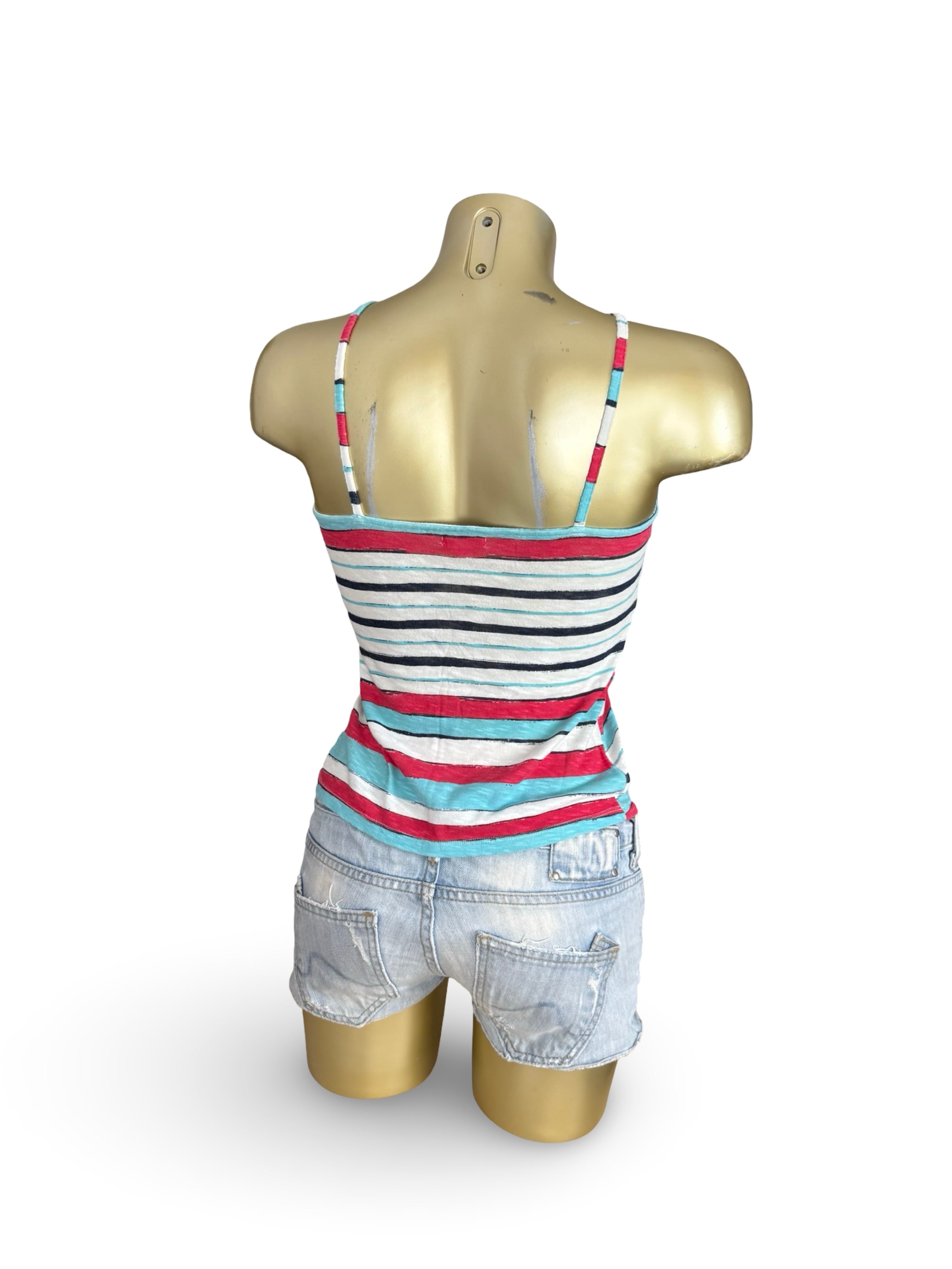 Blue striped cotton top (S)