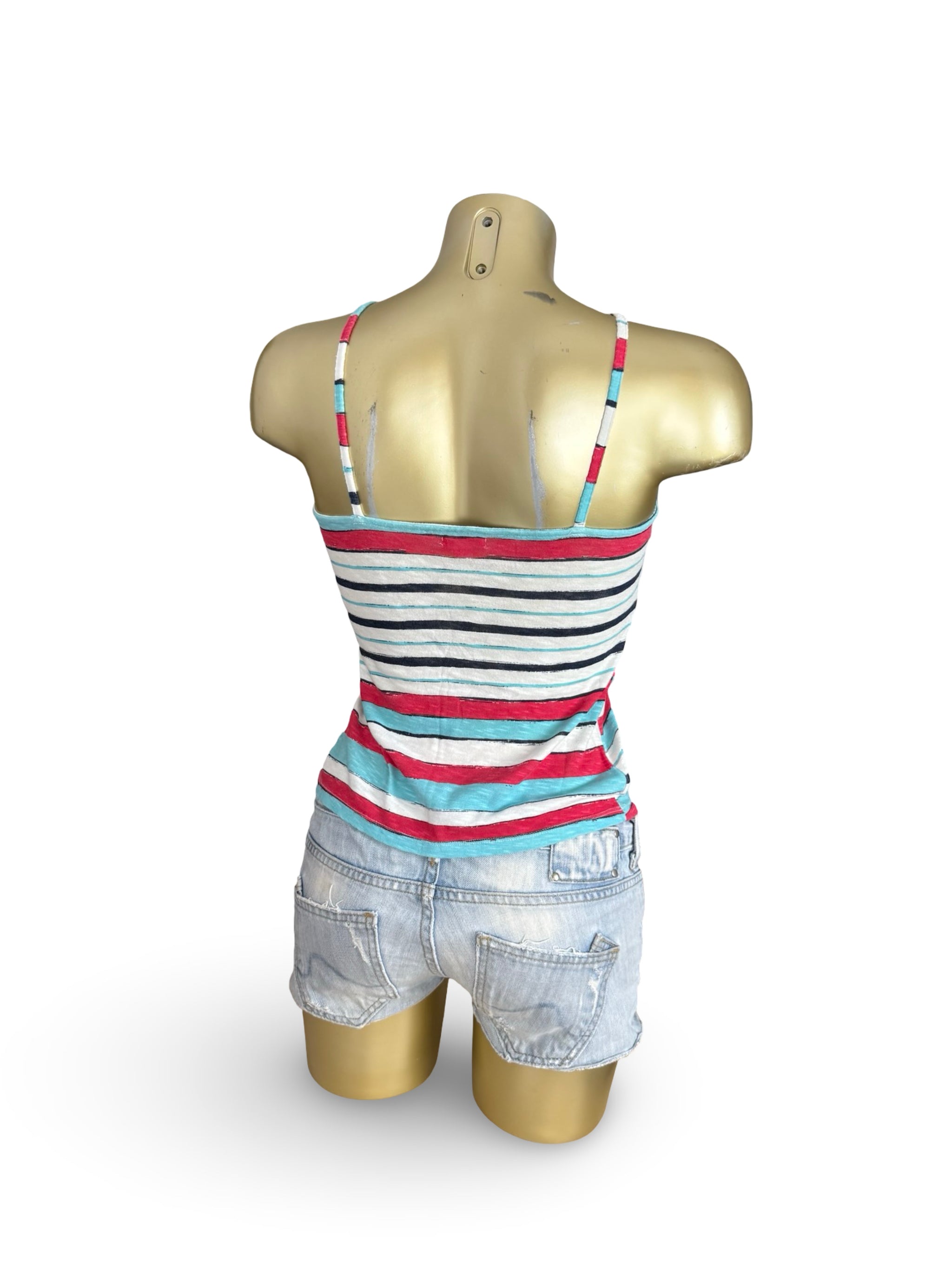 Blue striped cotton top (S)