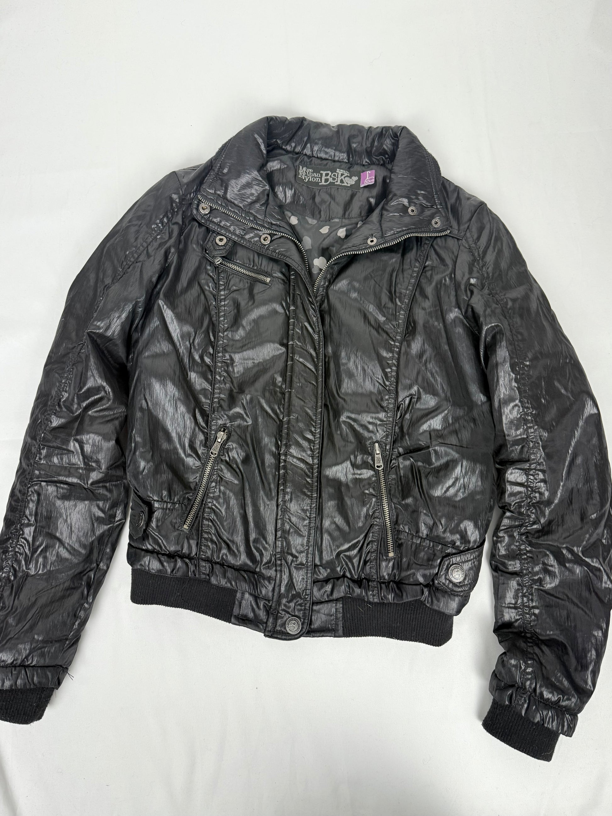 Black tight fit puffer jacket (L)