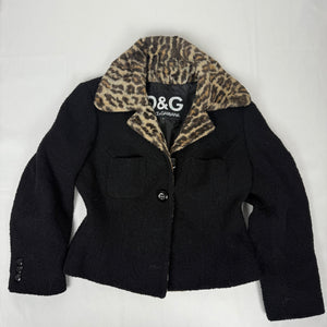 Black panther print wool blazer jacket (S)