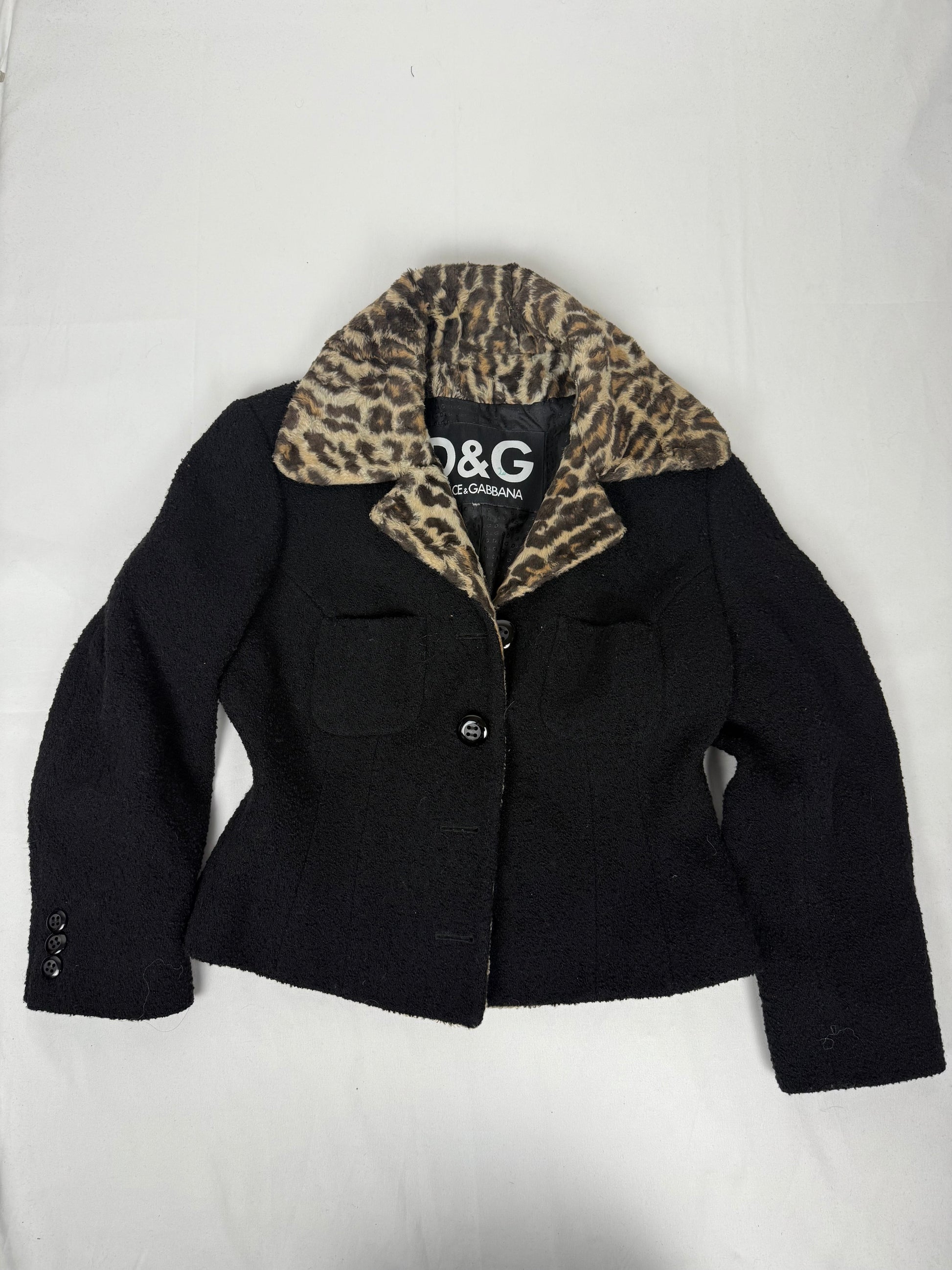 Black panther print wool blazer jacket (S)