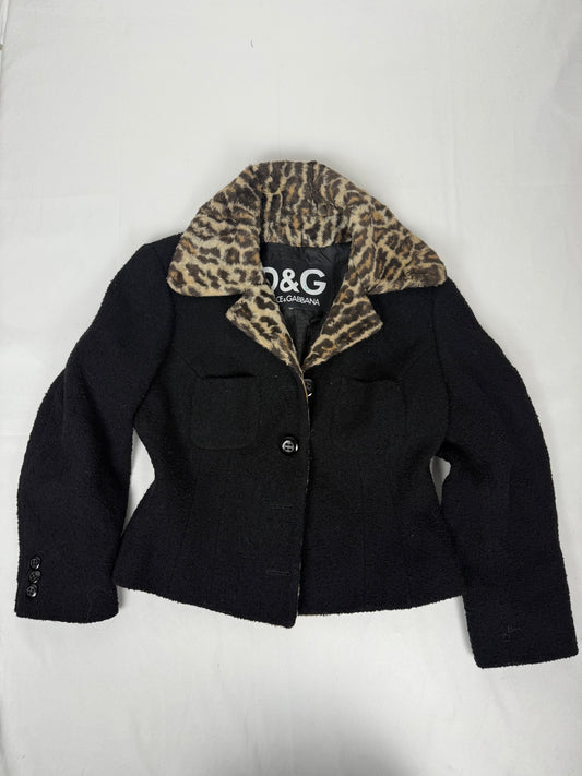 Black panther print wool blazer jacket (S)