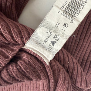 Mauve ribbed polo neck tight fit jumper (S)