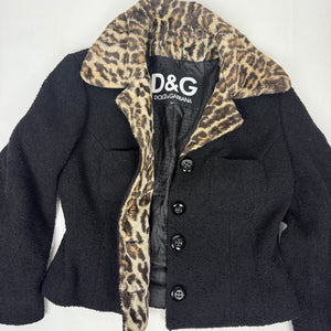 Black panther print wool blazer jacket (S)