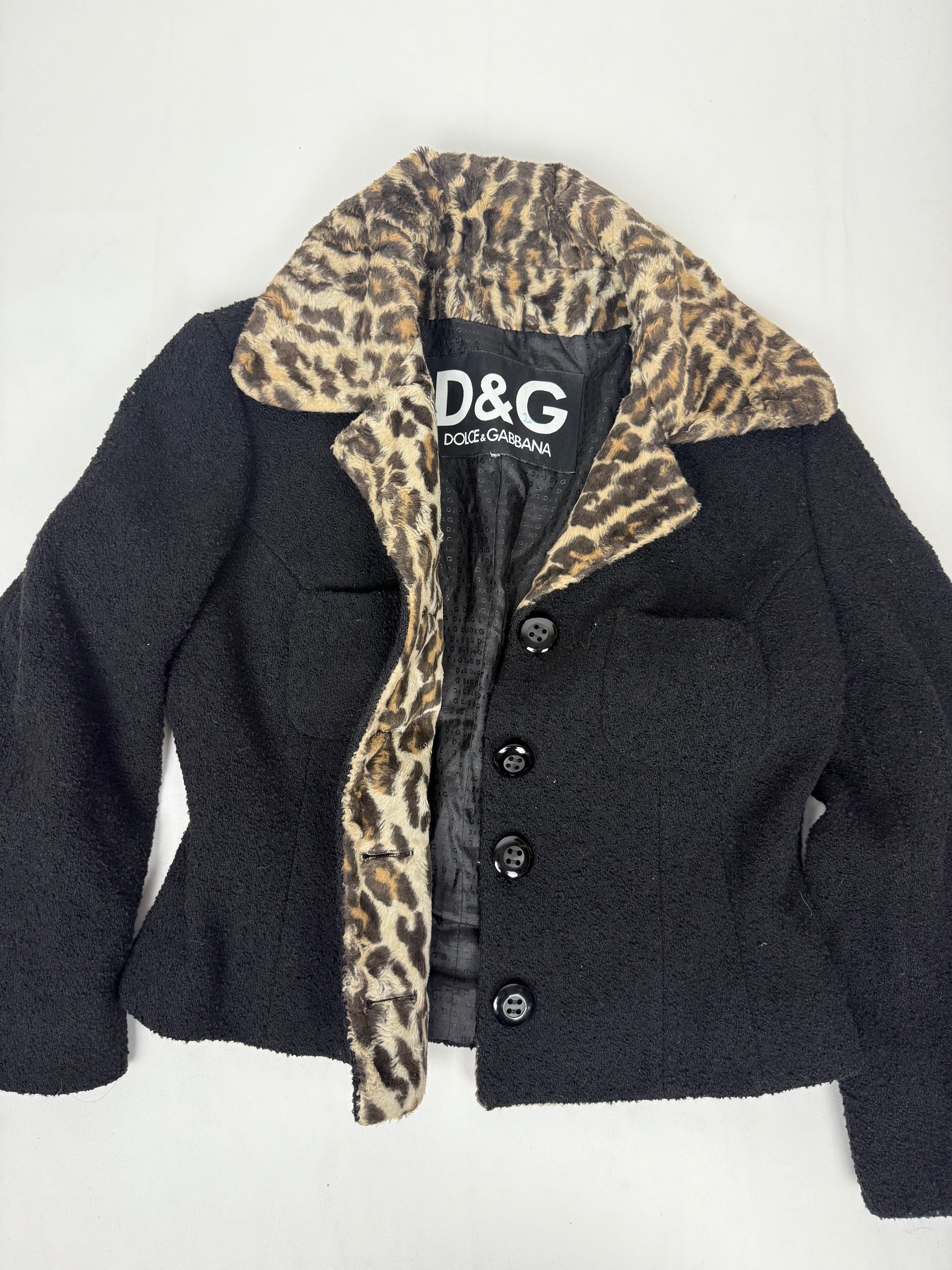 Black panther print wool blazer jacket (S)