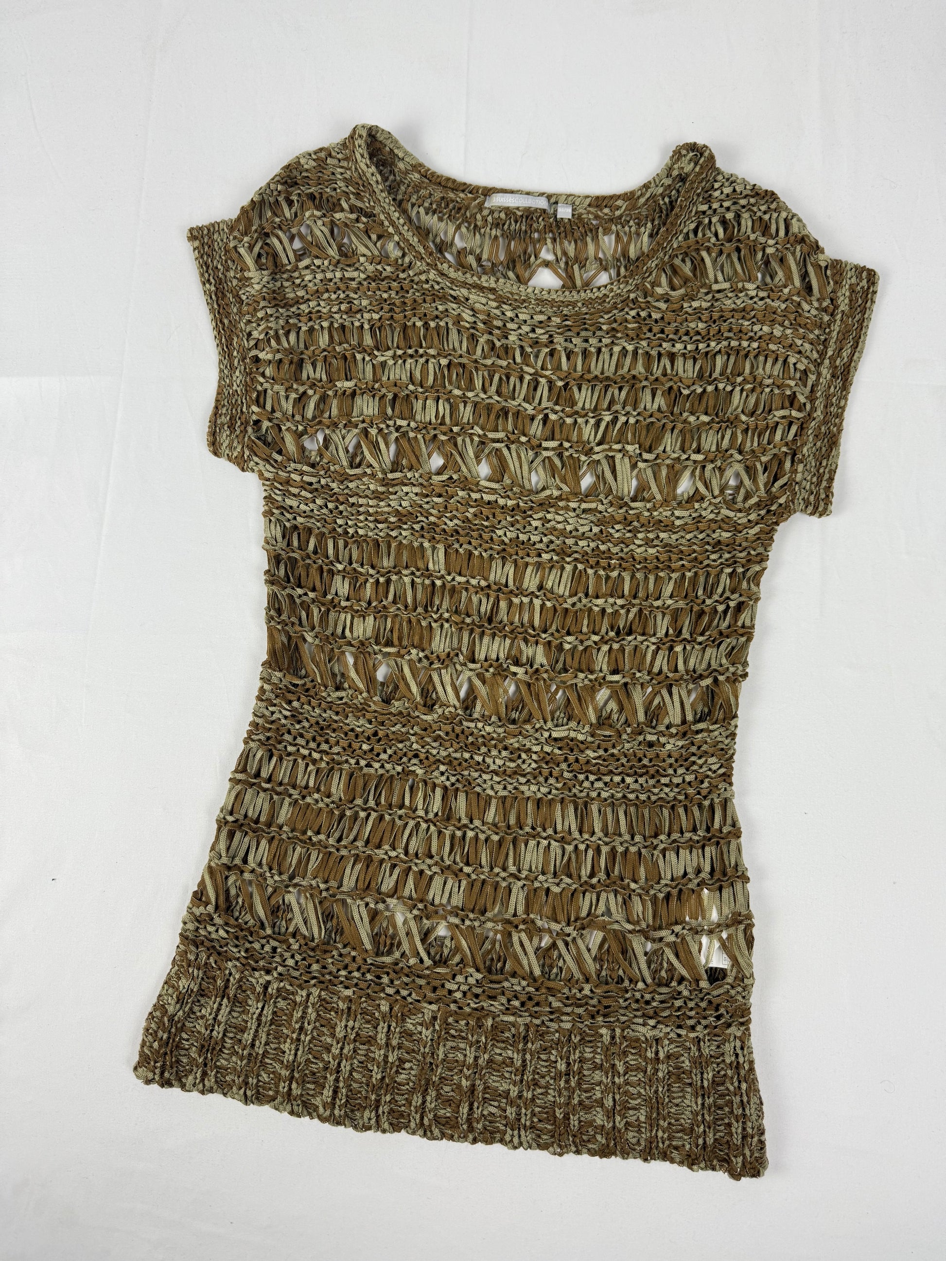 Khaki crochet tight fit tee (XS/S)