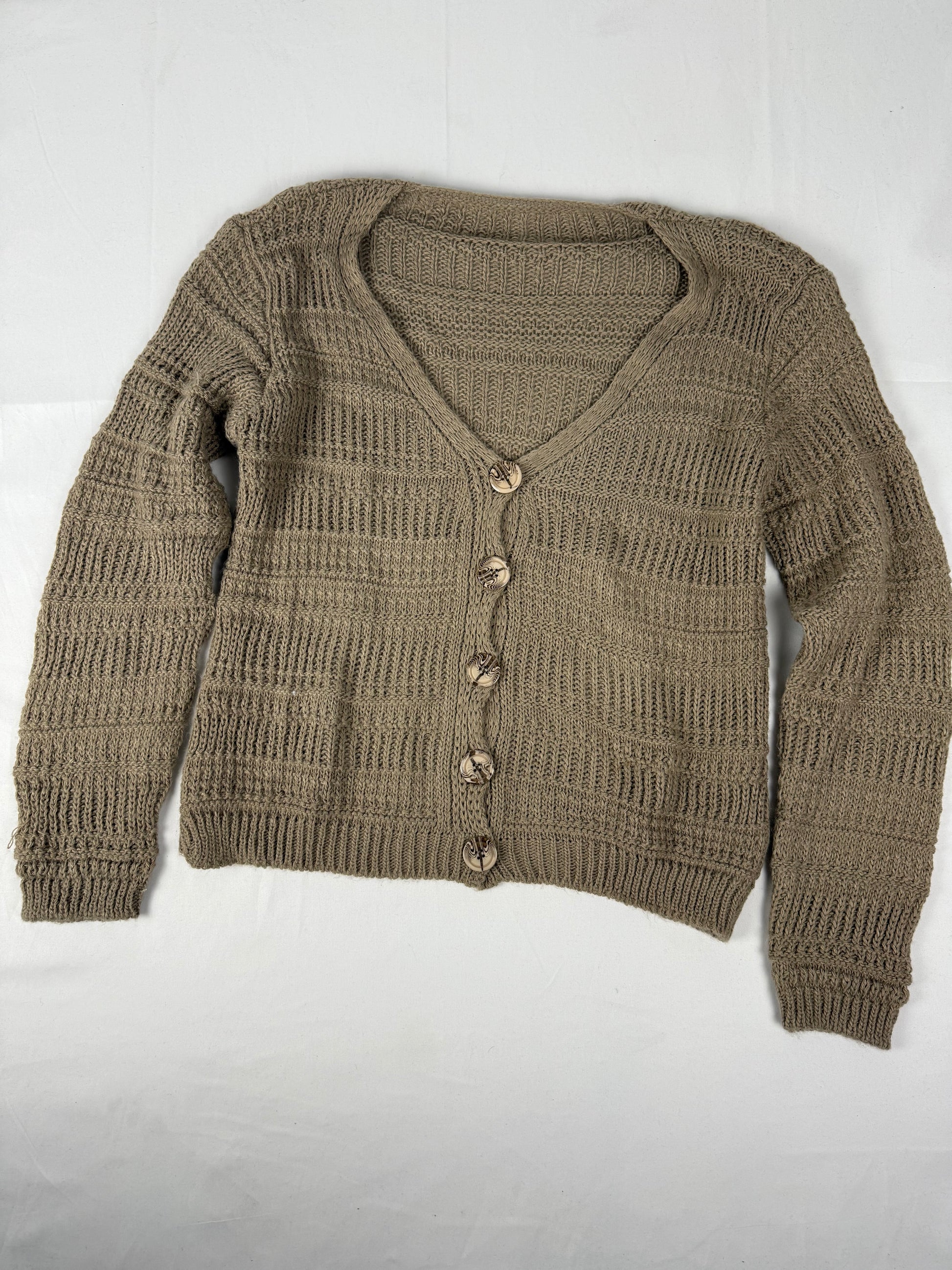 Beige buttons up wool cardigan jumper (XL)