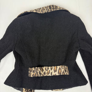 Black panther print wool blazer jacket (S)