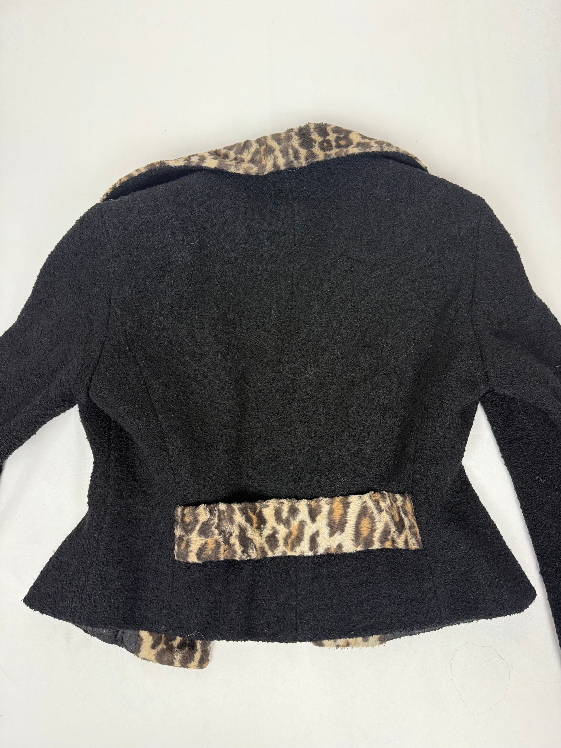 Black panther print wool blazer jacket (S)