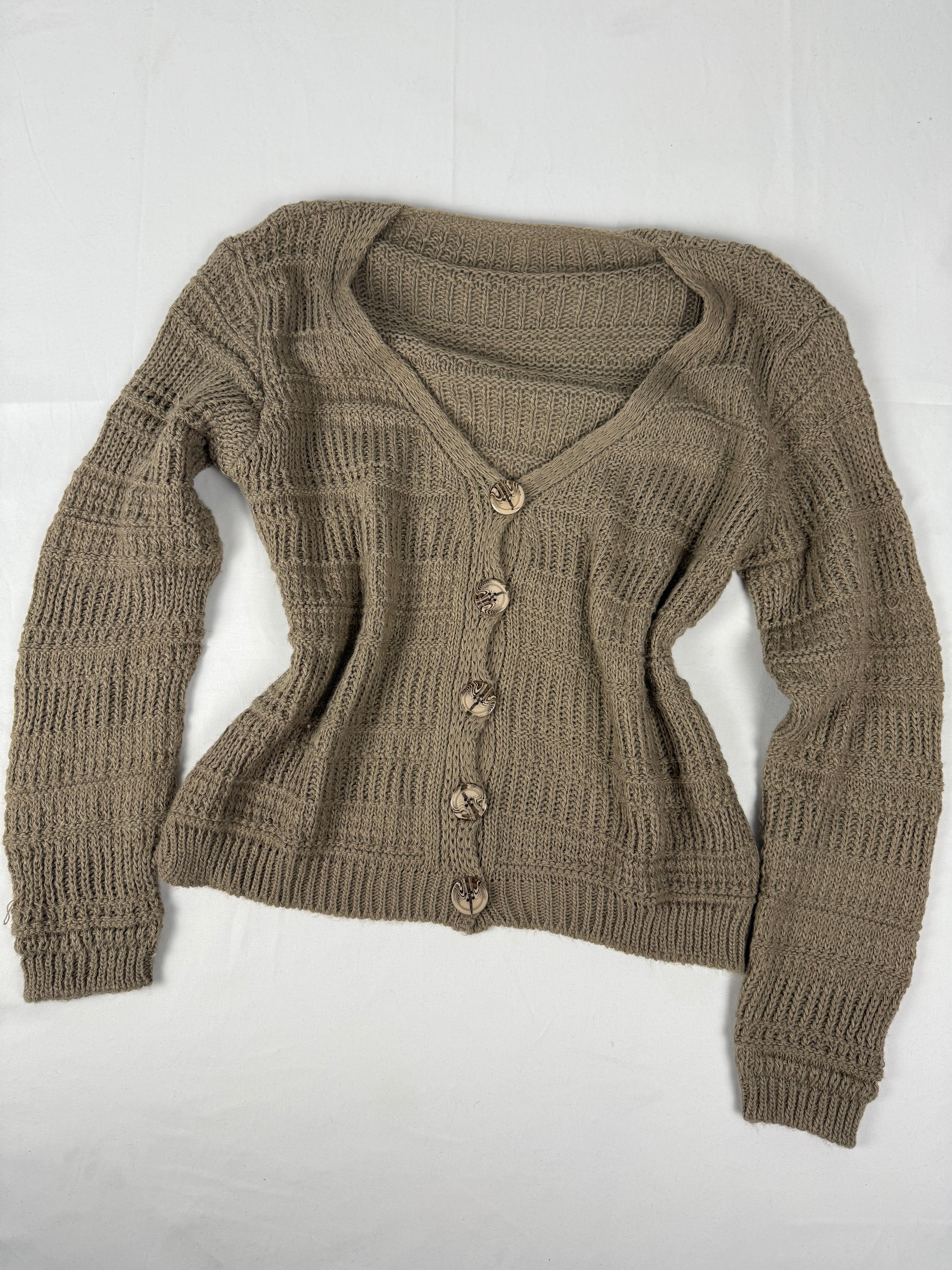 Beige buttons up wool cardigan jumper (XL)