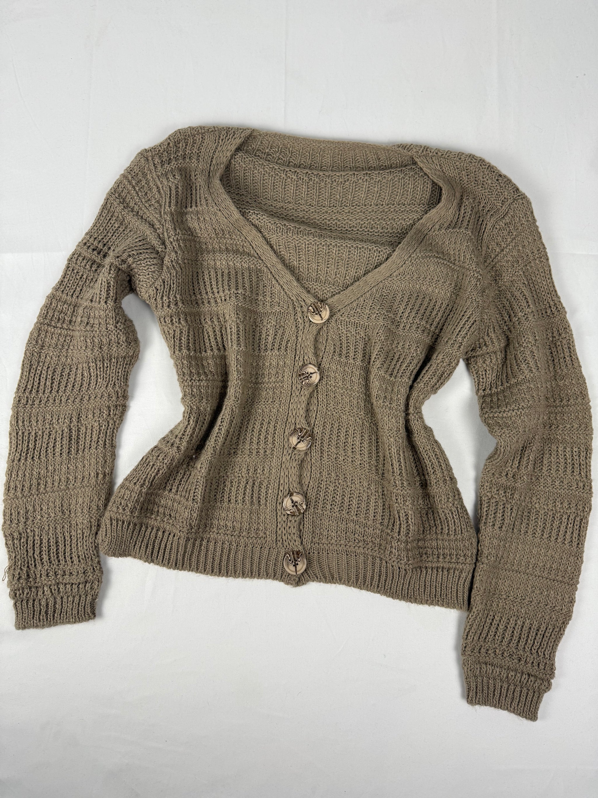 Beige buttons up wool cardigan jumper (XL)