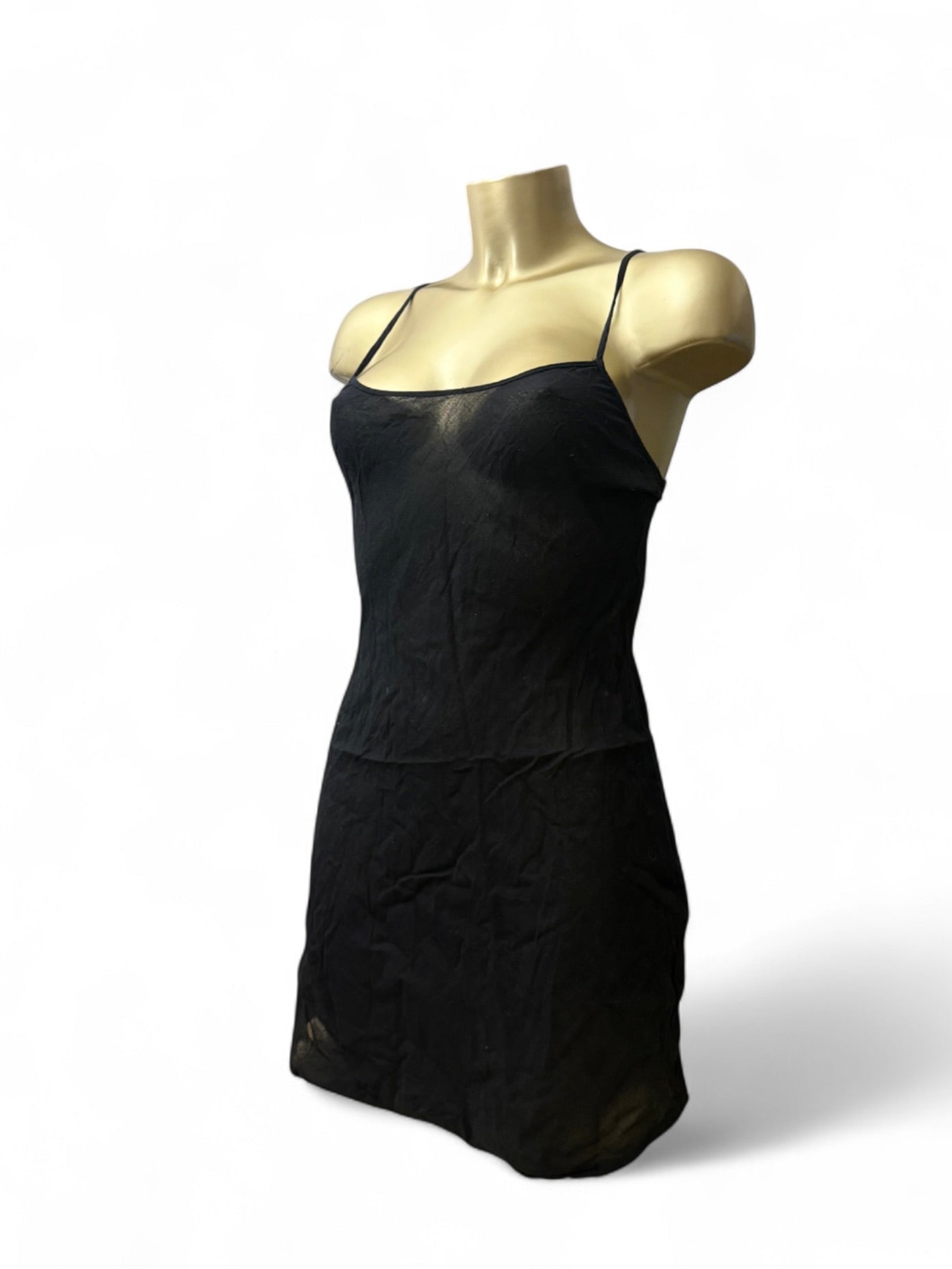 Black see trough cotton babydoll cami dress (XS)