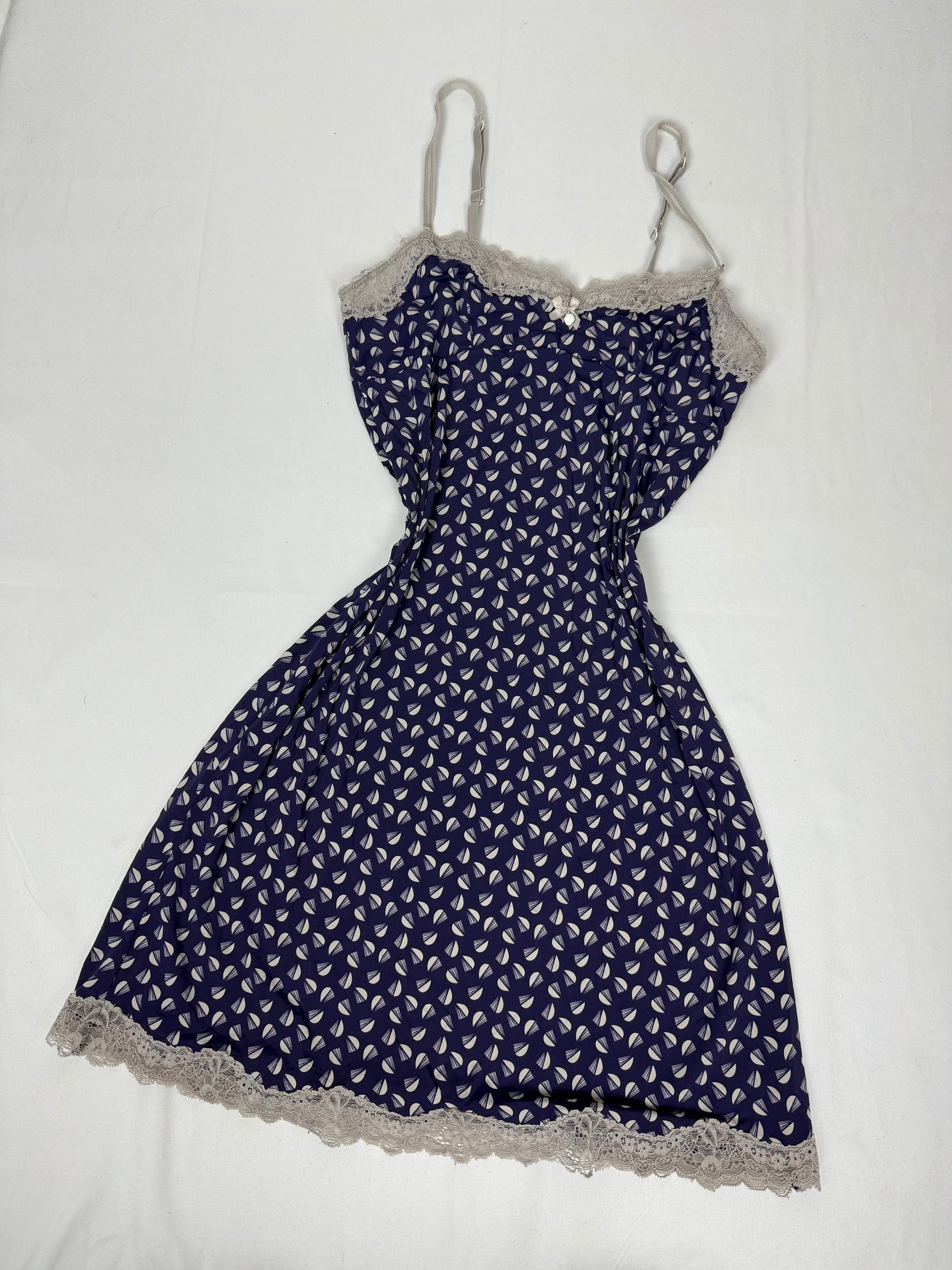 Navy graphic babydoll mini dress (S)