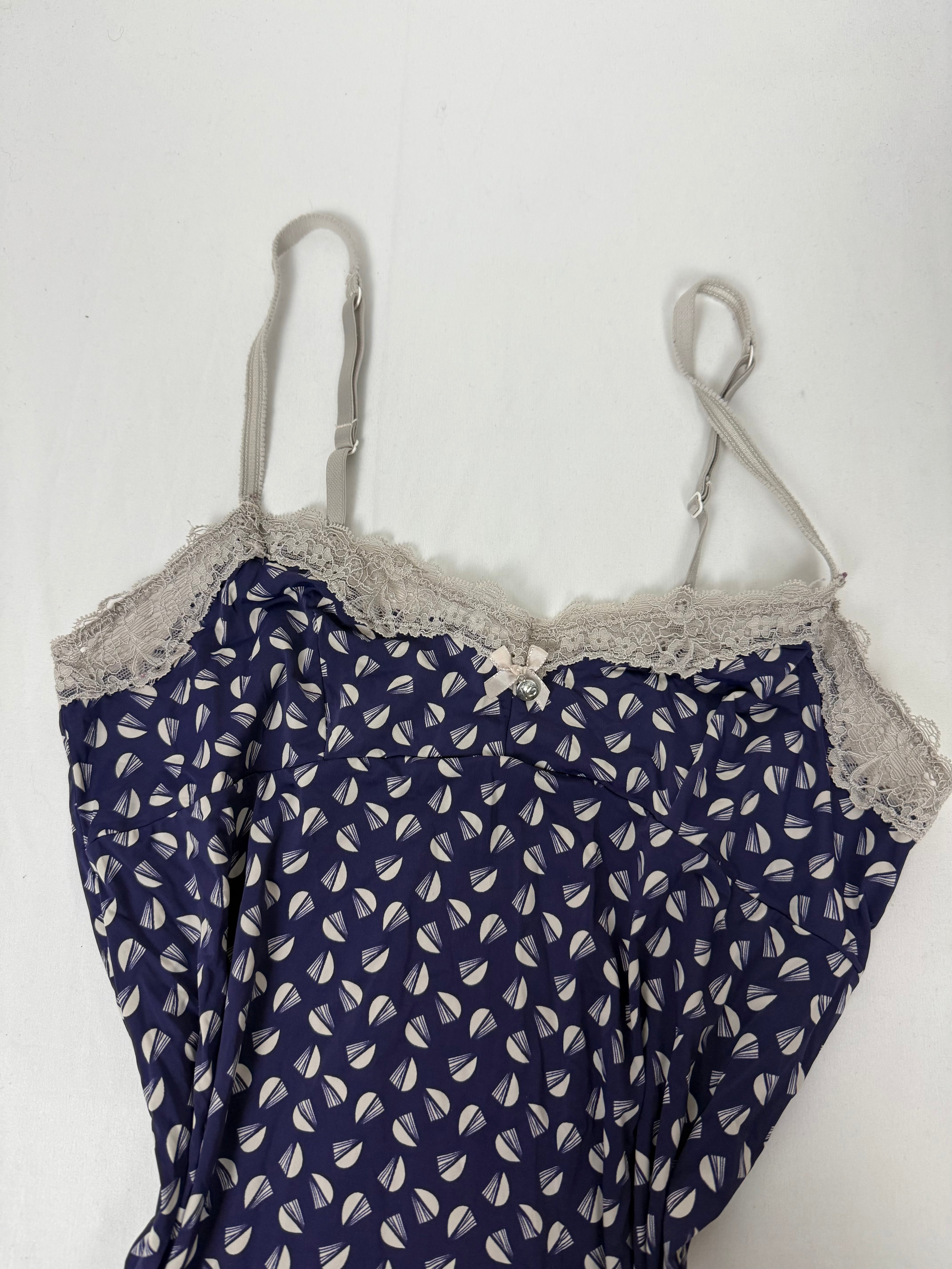 Navy graphic babydoll mini dress (S)