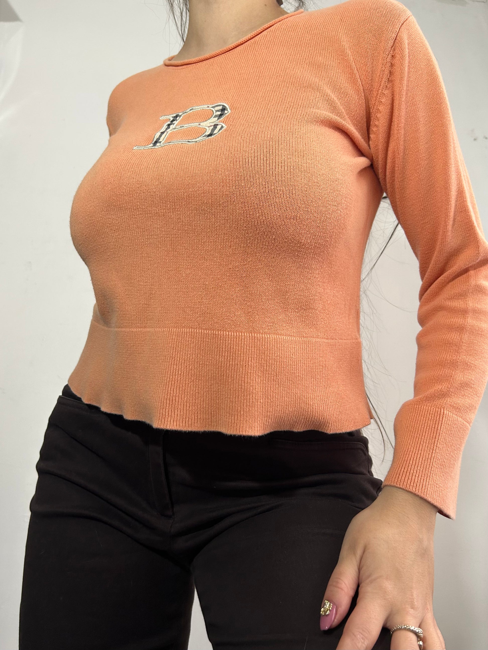 Orange cotton B logo knitted jumper (S)