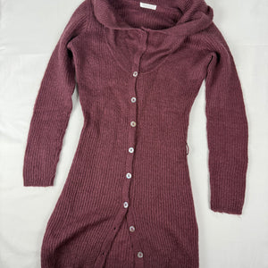 Mauve super soft bardot neck tight fit cardigan jumper (S)
