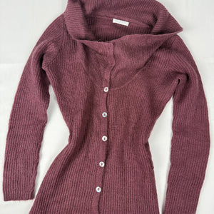 Mauve super soft bardot neck tight fit cardigan jumper (S)