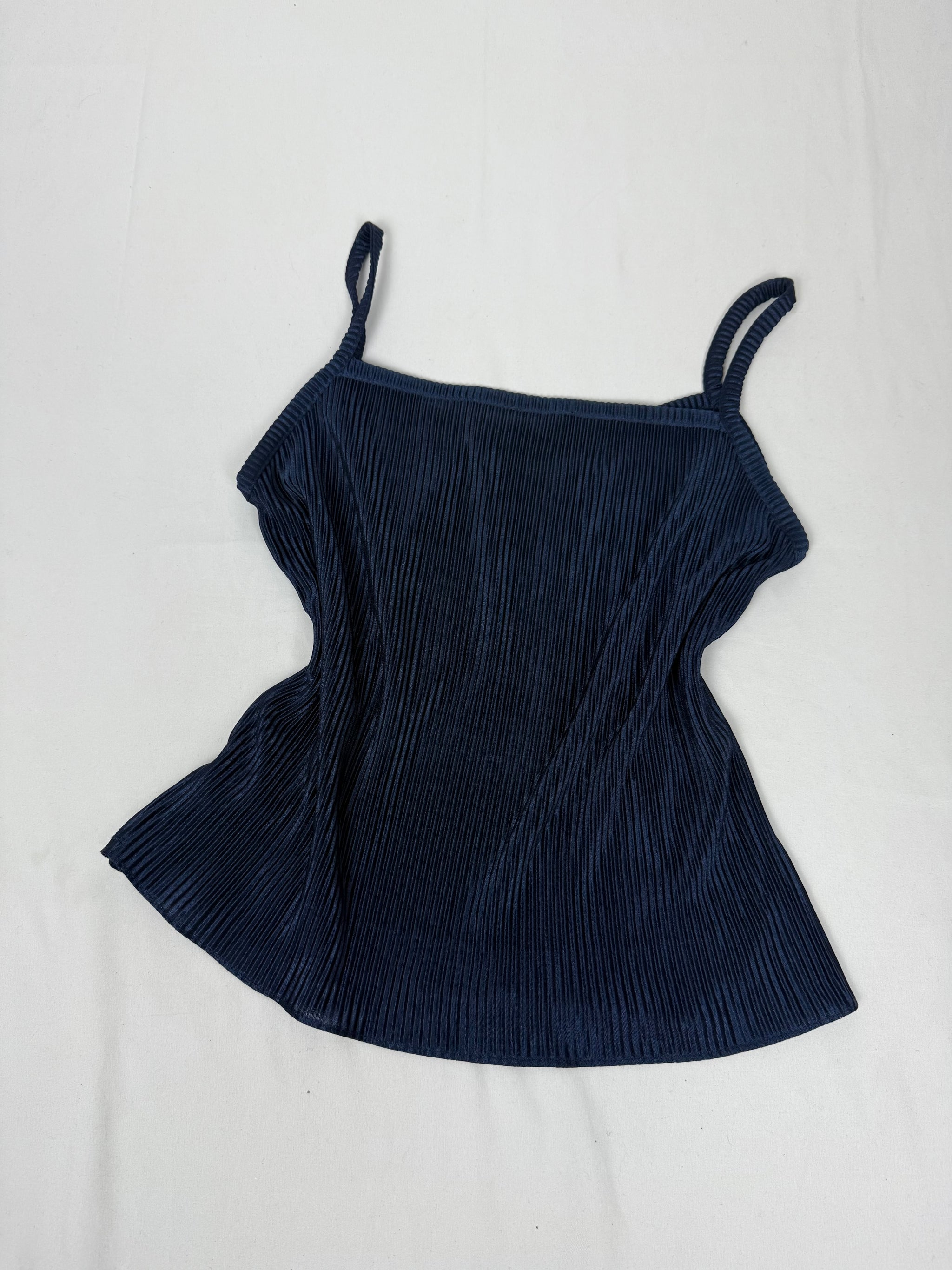 Navy silky ribbed cami top (M/L)