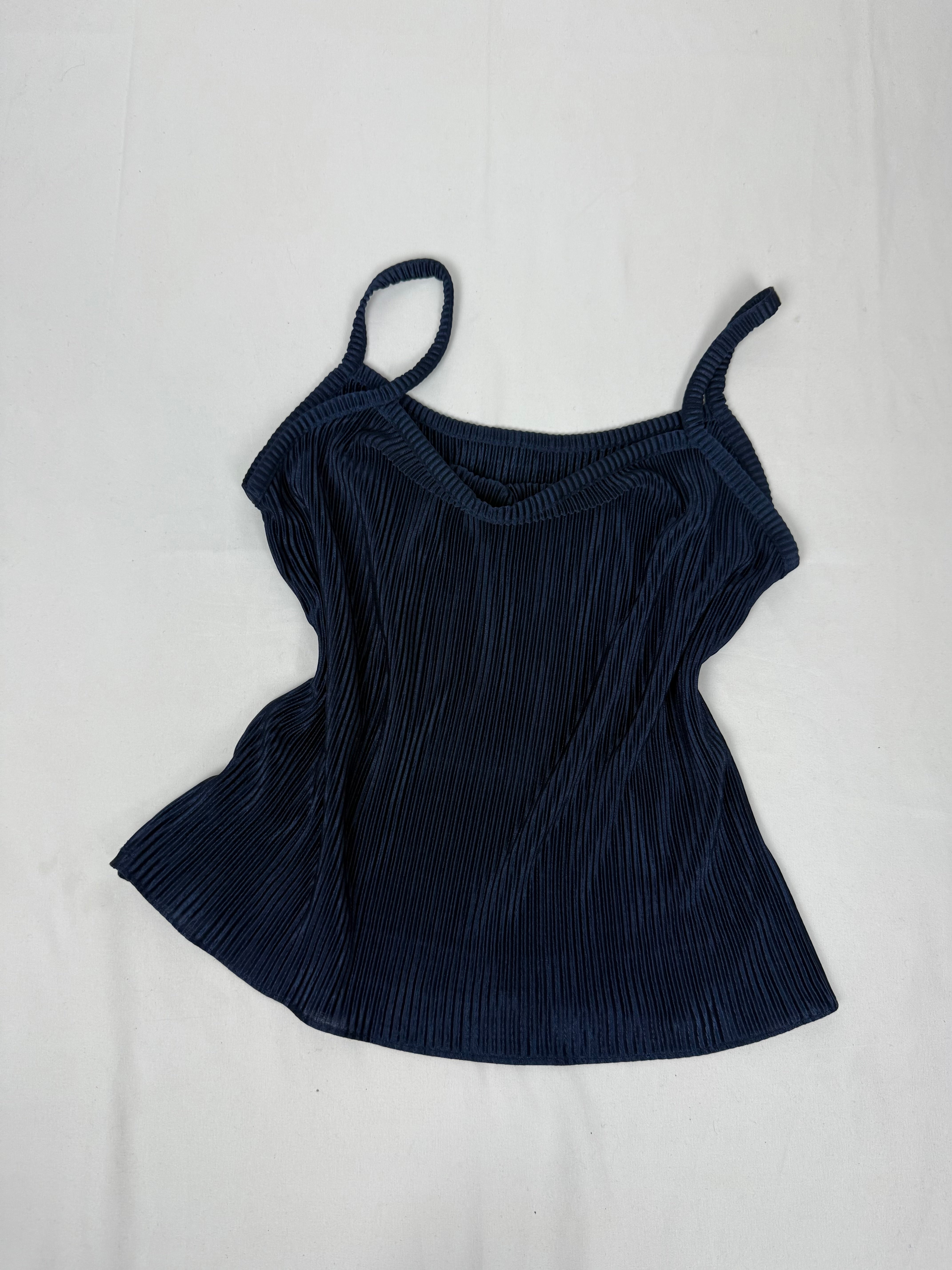 Navy silky ribbed cami top (M/L)