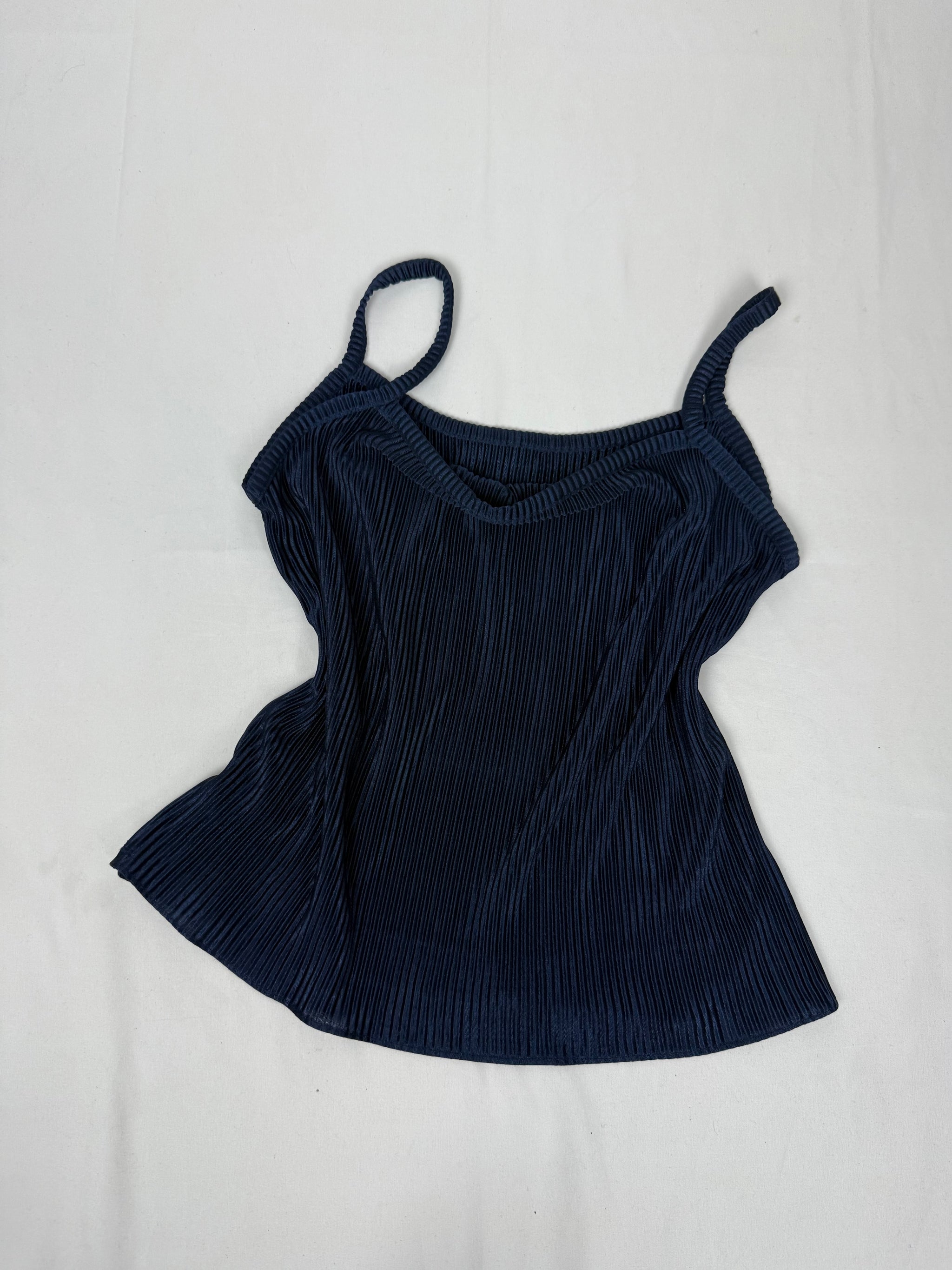 Navy silky ribbed cami top (M/L)
