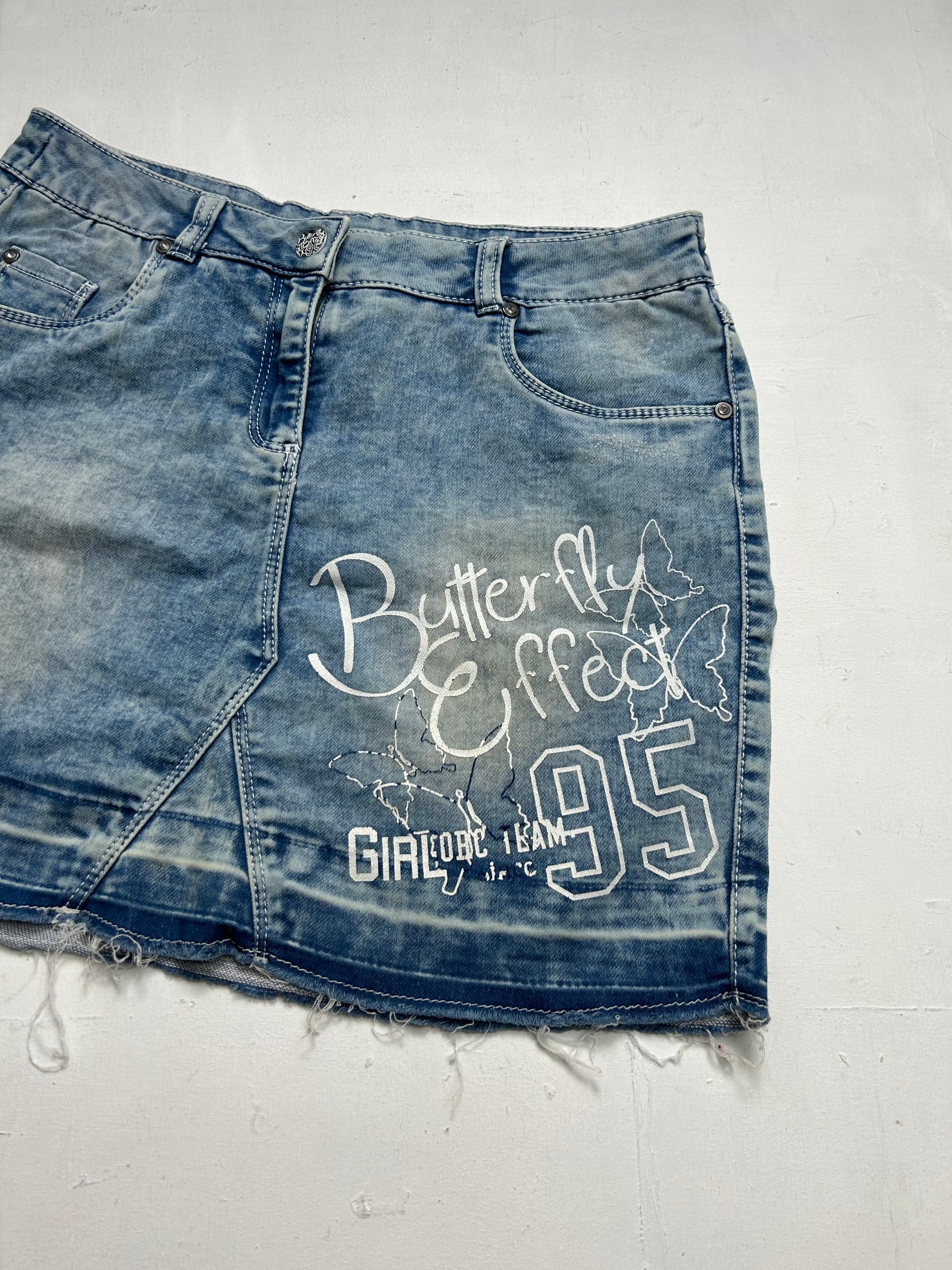 Blue denim low rise y2k 90s vintage mini skirt (XS)