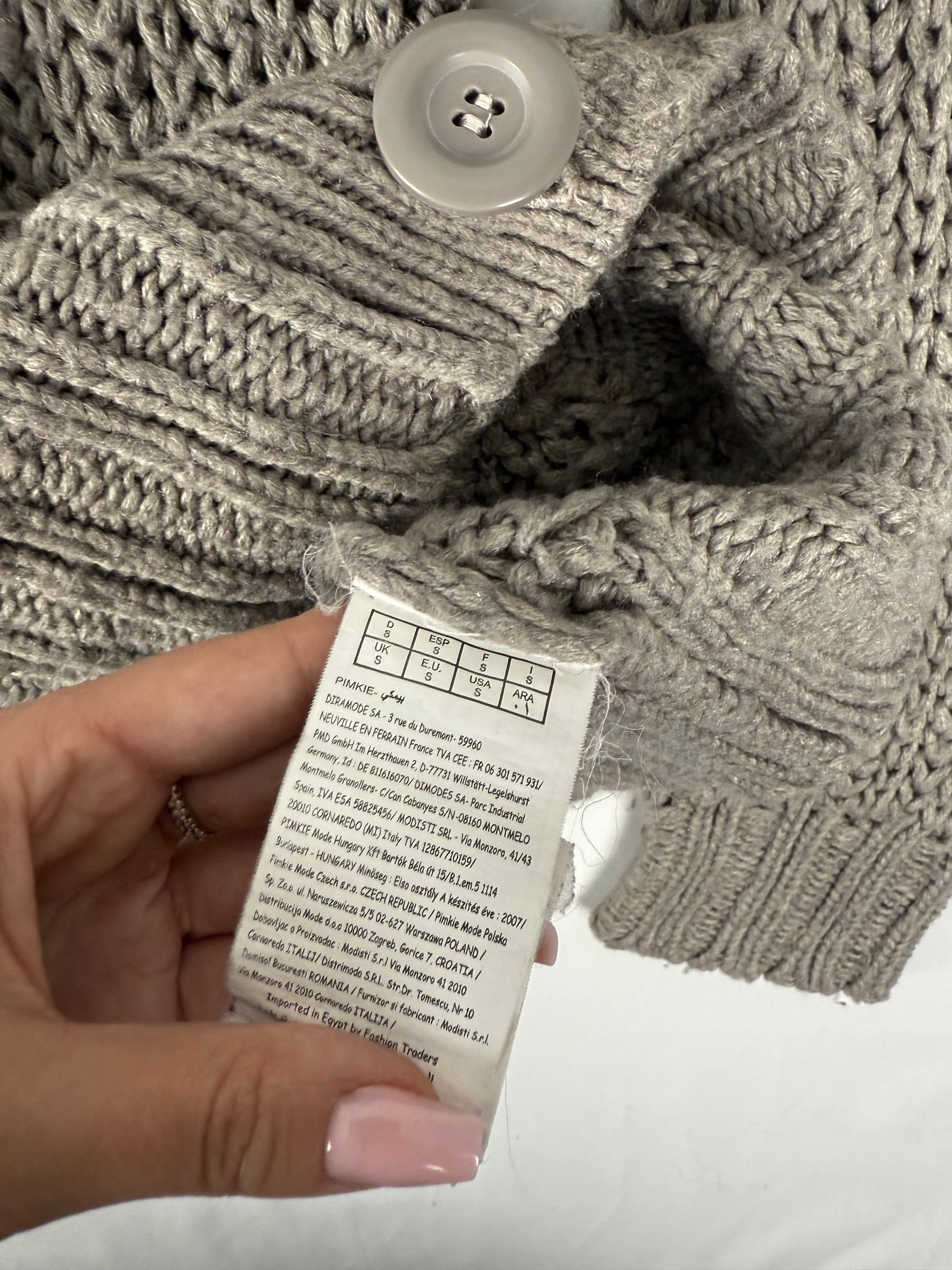 Beige high neck buttons up cardigan jumper (S)