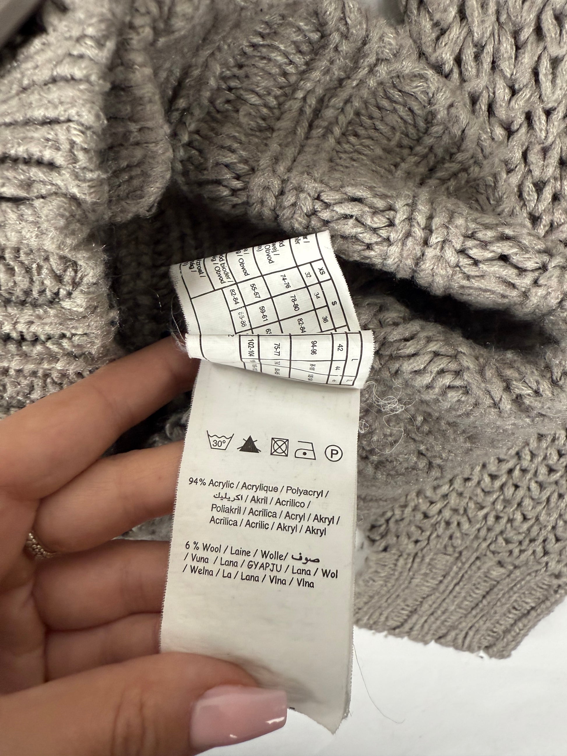 Beige high neck buttons up cardigan jumper (S)