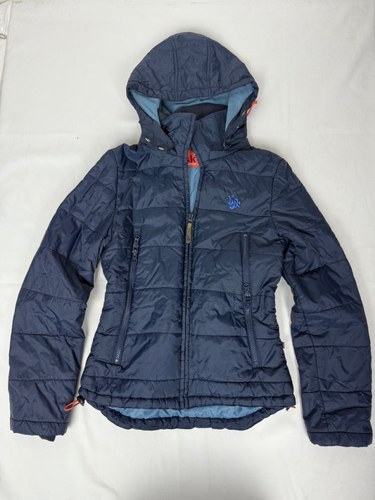 Blue hooded puffer jacket (M)