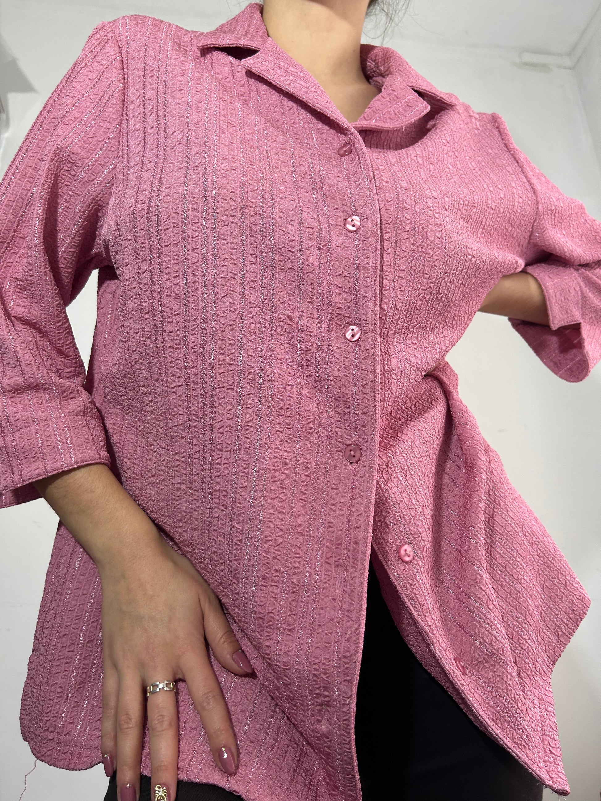 Baby pink oversized  buttons up shirt (One size)